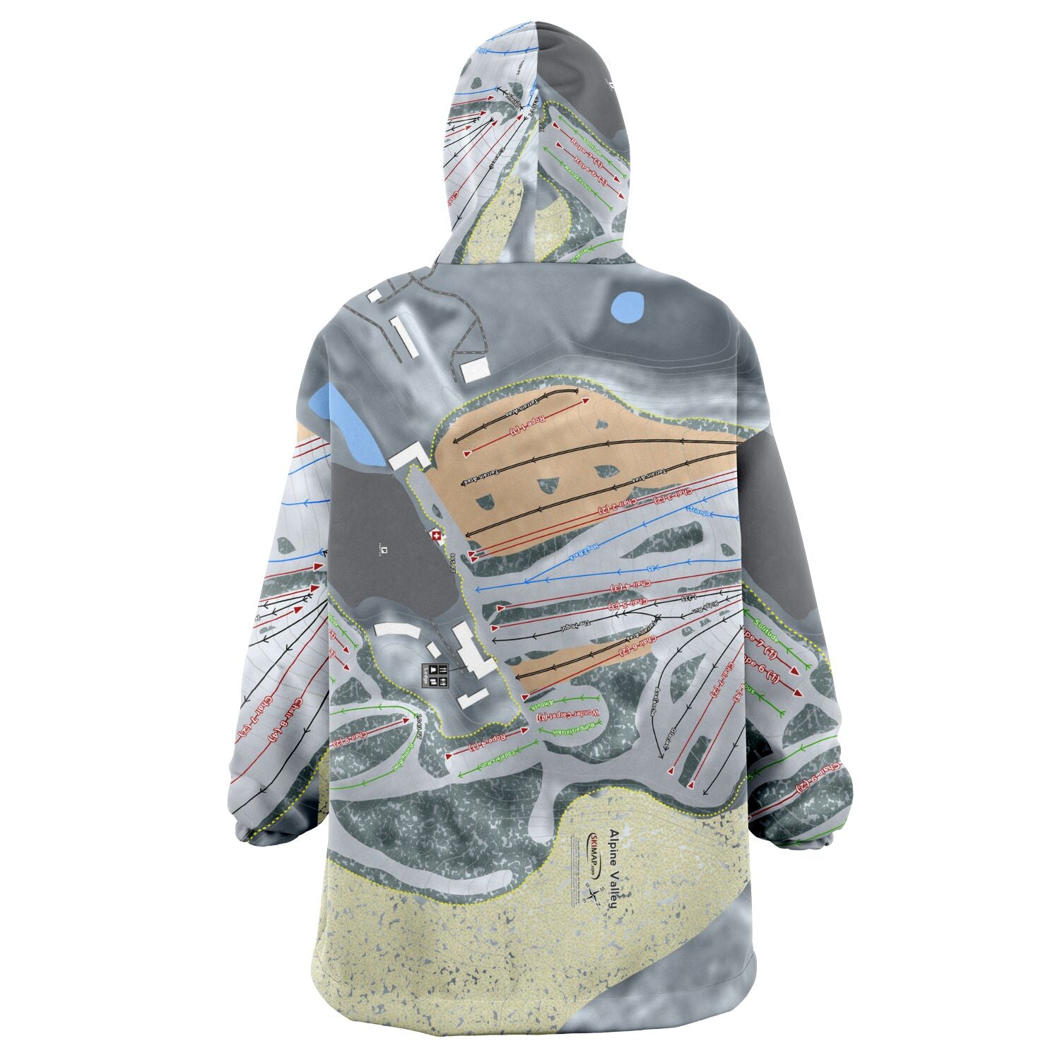 Alpine Valley, Wisconsin Ski Trail Map Snug Hoodie