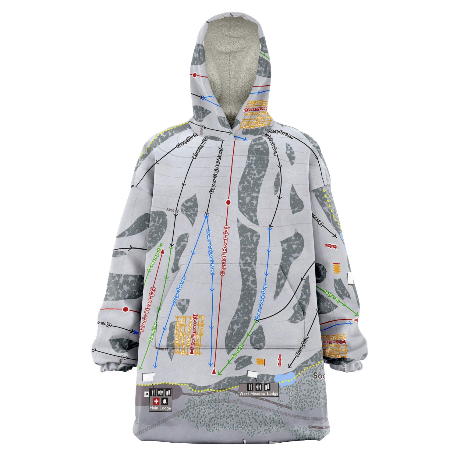 Soda Springs, California Ski Trail Map - Snug Hoodie