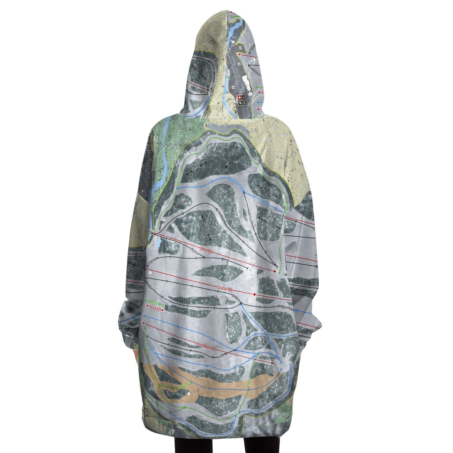 Marquette Mountain, Michigan Ski Trail Map Snug Hoodie