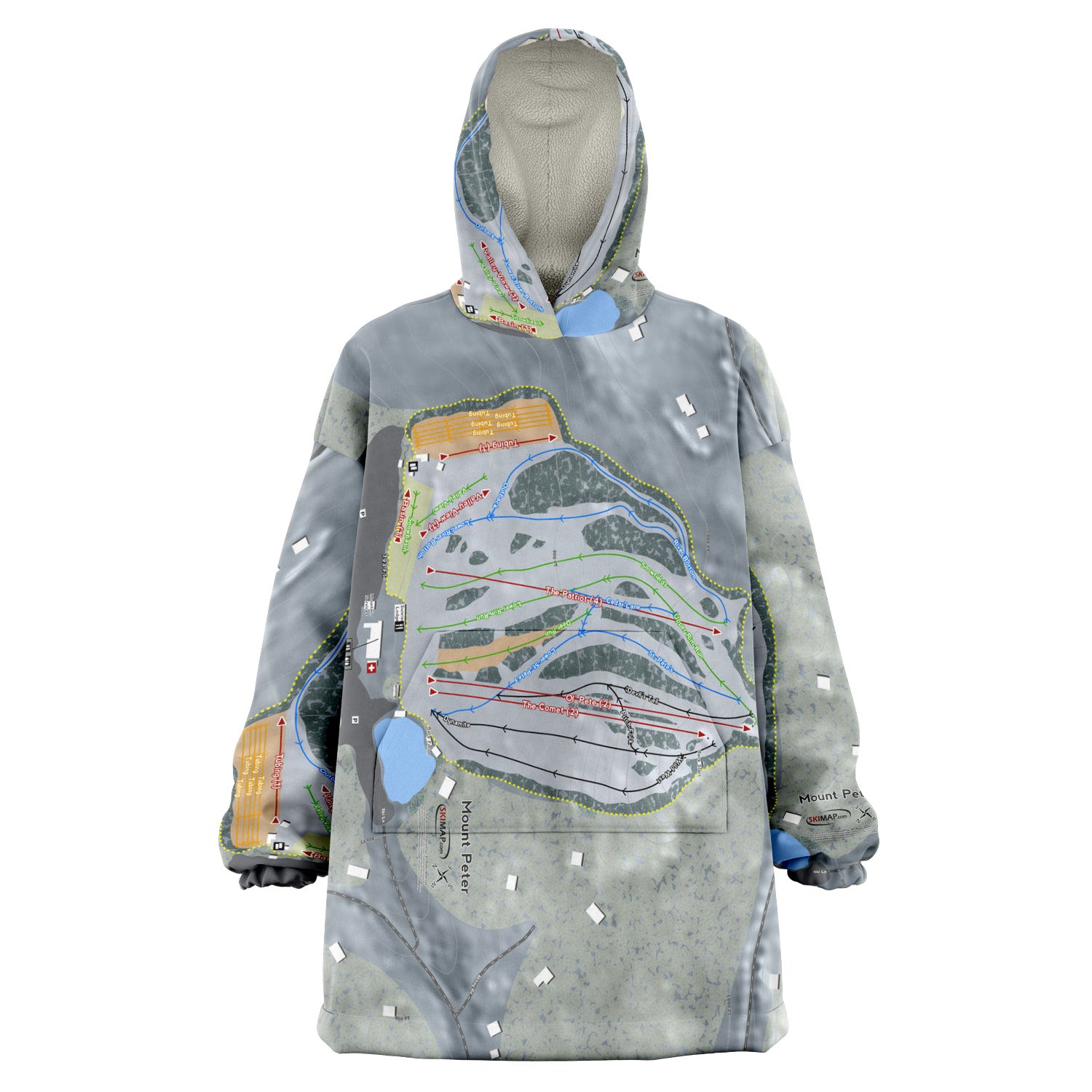 Mount Peter, New York Ski Trail Map Snug Hoodie