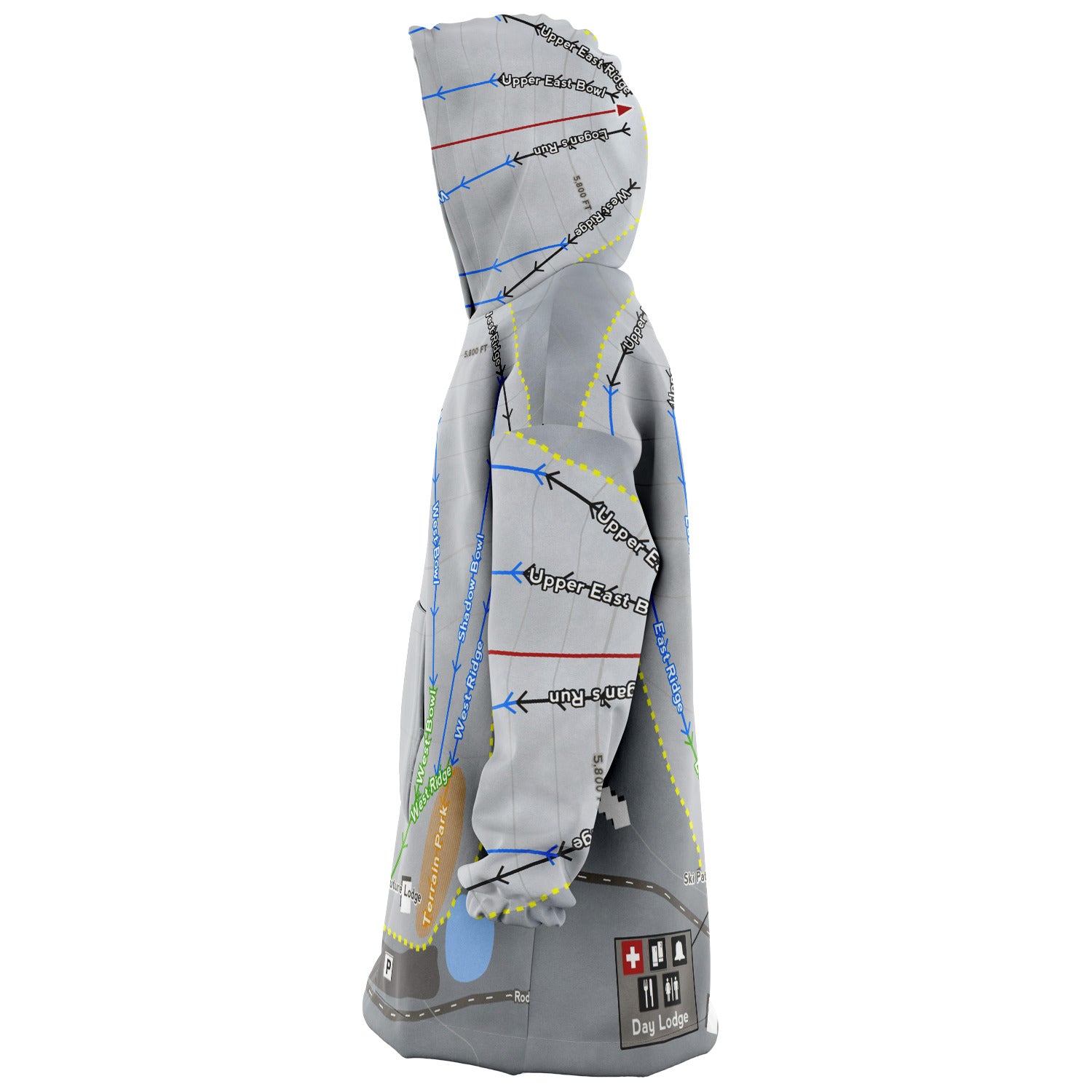 Rotarun, Idaho Ski Trail Map Snug Hoodie