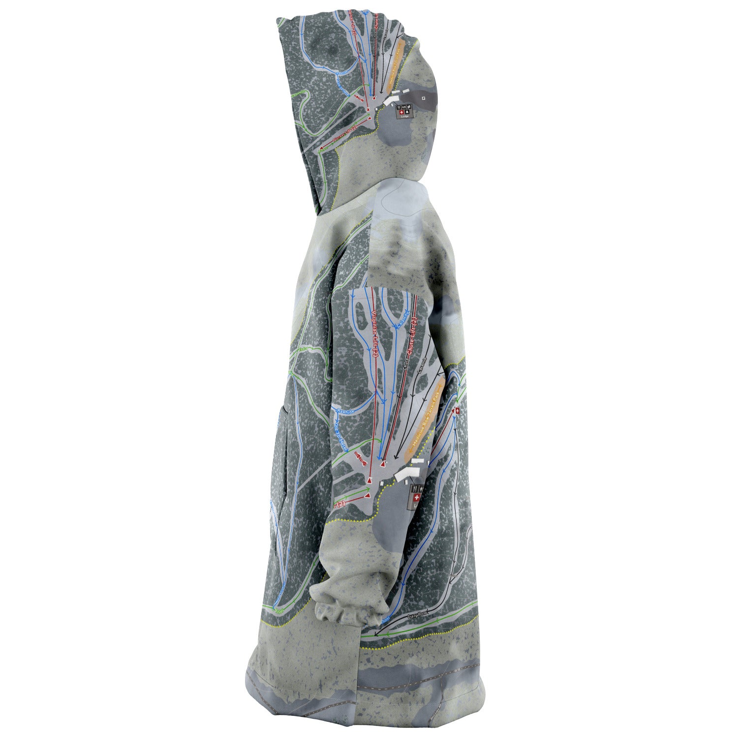 Snowy Range, Wyoming Ski Trail Map Snug Hoodie