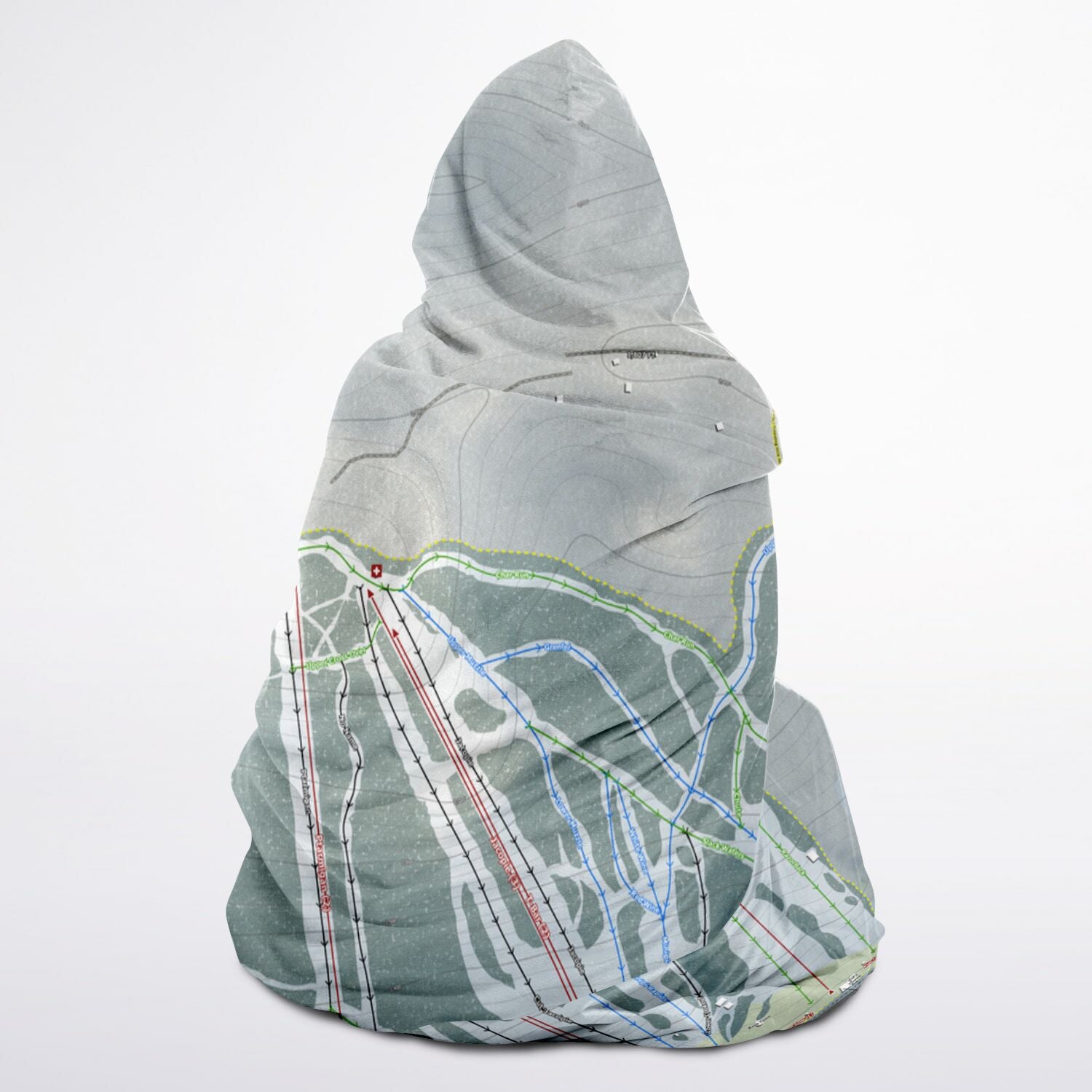 Labrador Mountain, New York Ski Trail Map - Adult Hooded Blanket