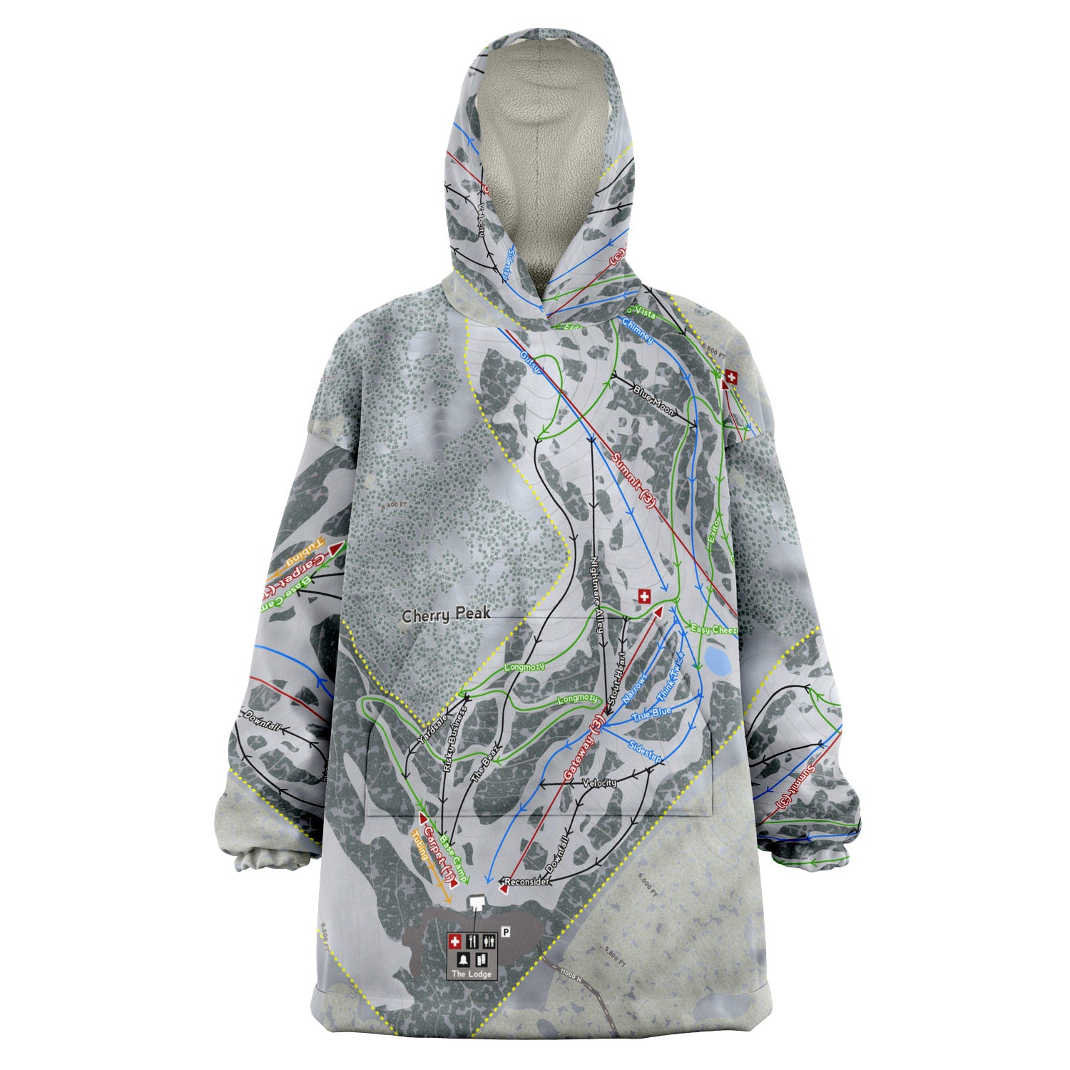 Cherry Peak, Utah Ski Trail Map - Snug Hoodie