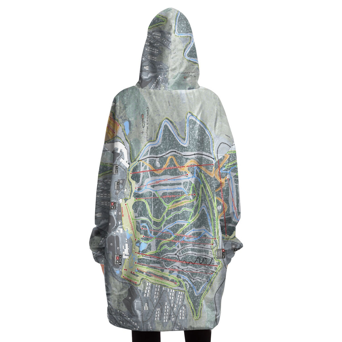 Camelback Mountain, Pennsylvania Ski Trail Map - Snug Hoodie