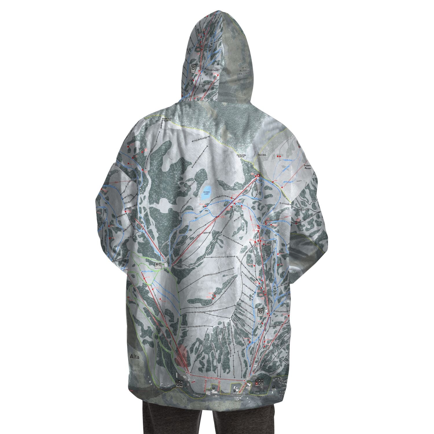 Alta, Utah Ski Trail Map - Snug Hoodie