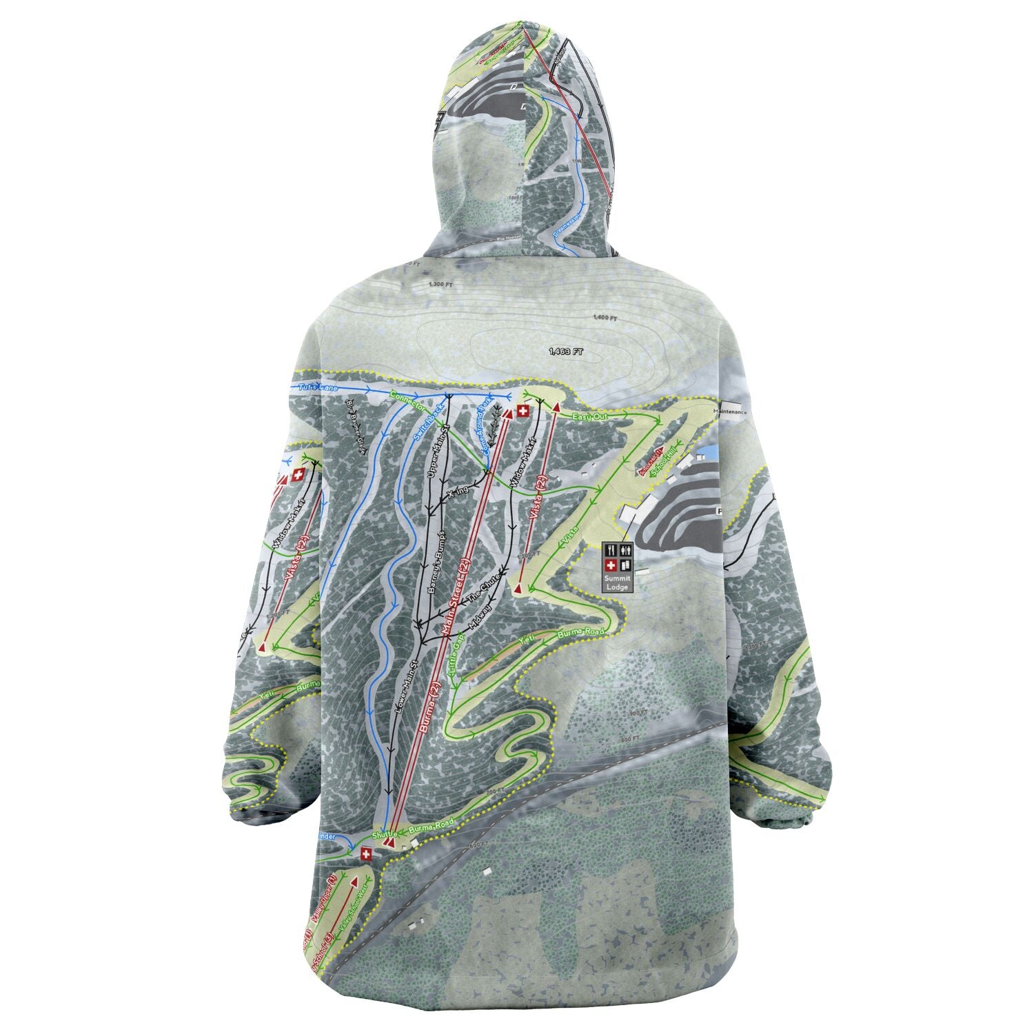 Blue Mountain, Pennsylvania Ski Trail Map Snug Hoodie