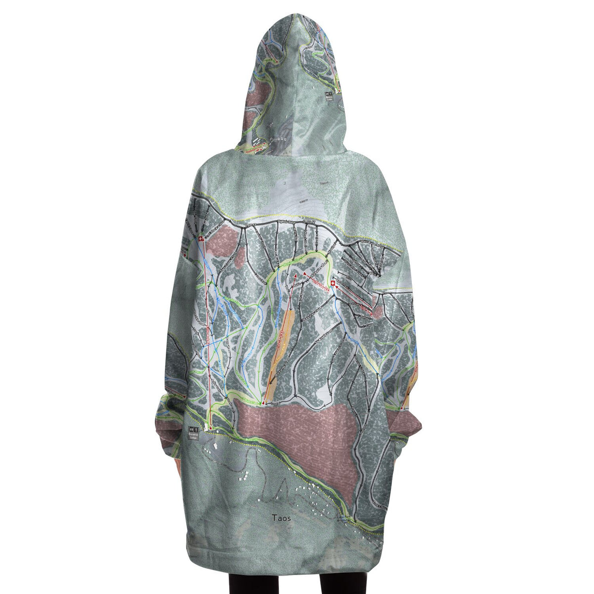 Taos, New Mexico Ski Trail Map - Snug Hoodie