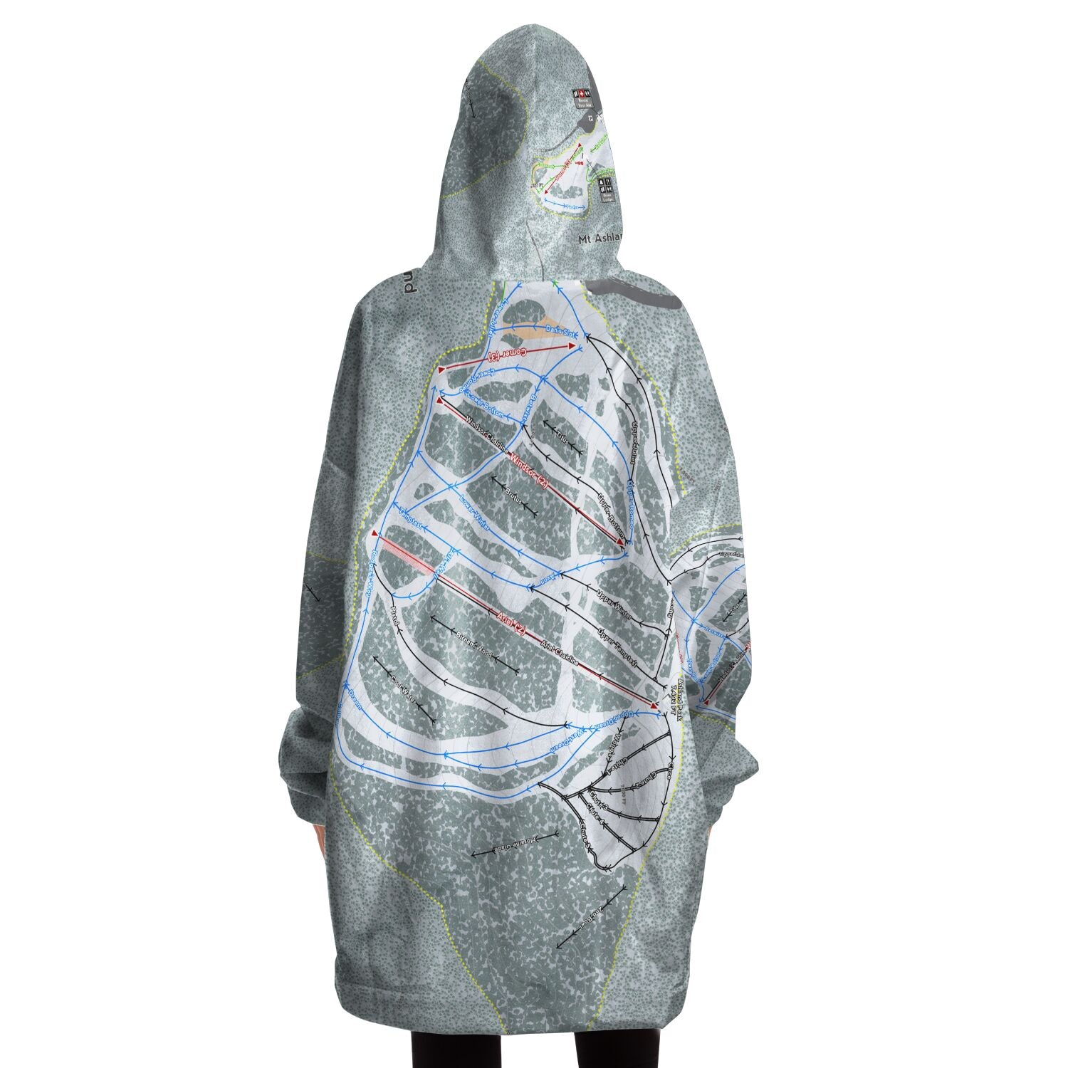 Mt. Ashland, Oregon Ski Trail Map - Snug Hoodie