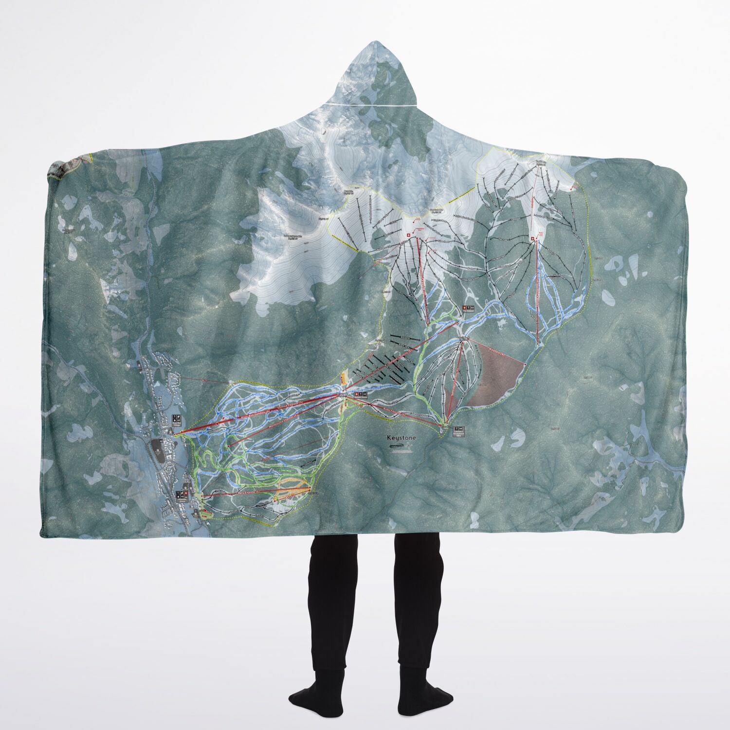 Keystone, Colorado Ski Trail Map - Adult Hooded Blanket