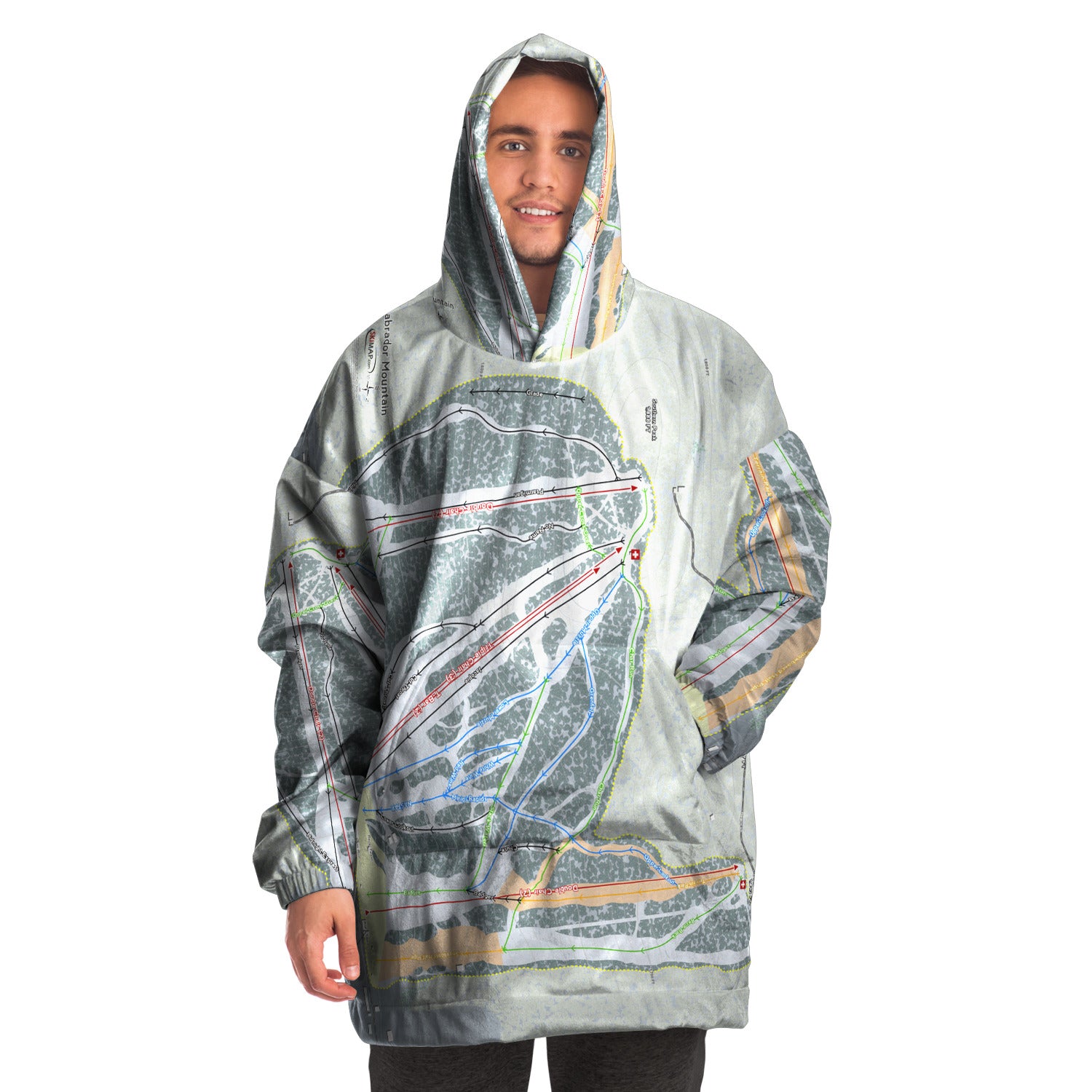 Labrador Mountain, New York Ski Trail Map - Snug Hoodie