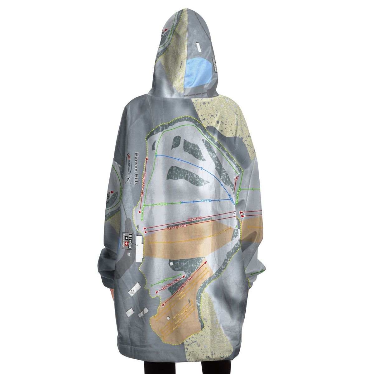 Hanson Hills, Michigan Ski Trail Map Snug Hoodie