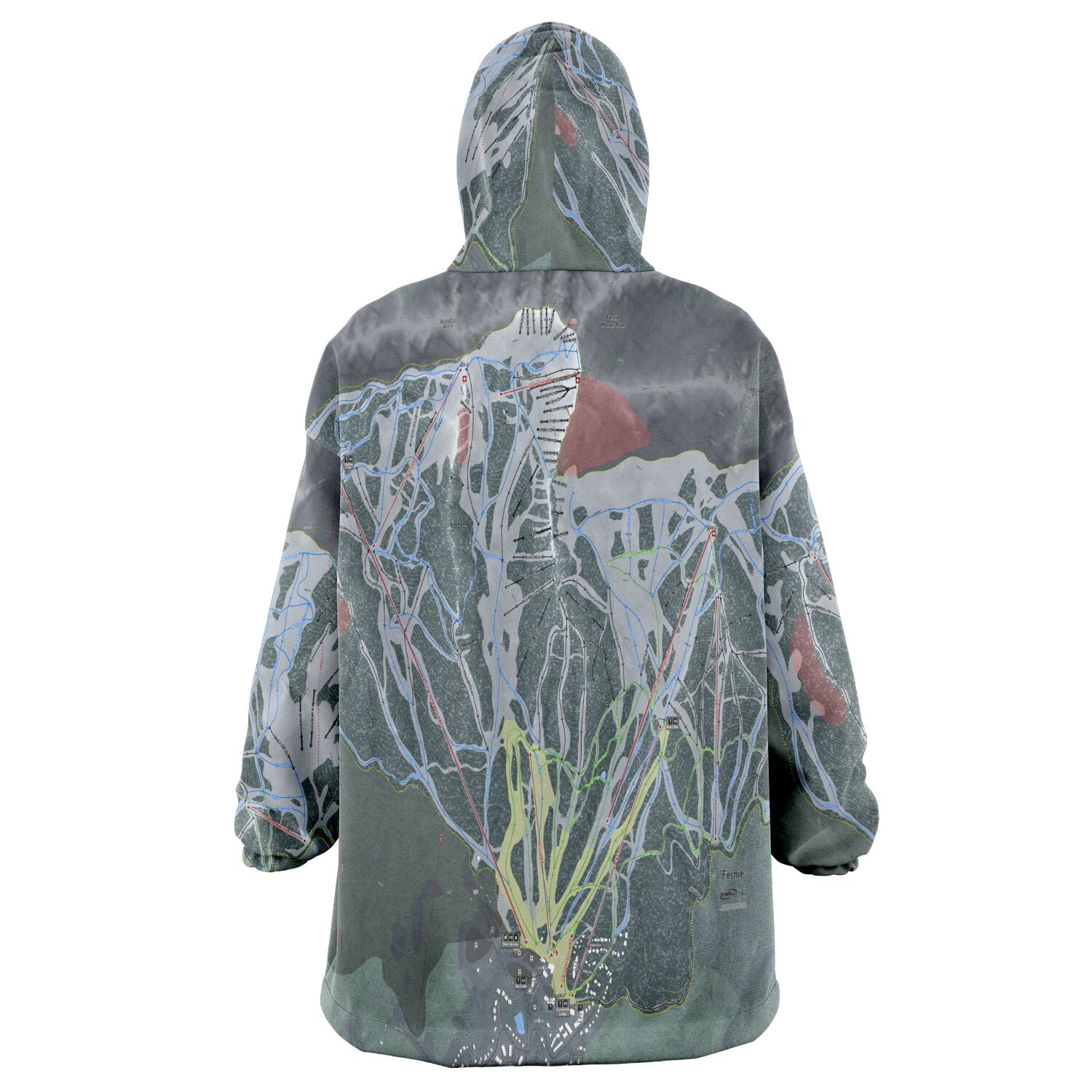 Fernie,  British Columbia Ski Trail Map - Snug Hoodie