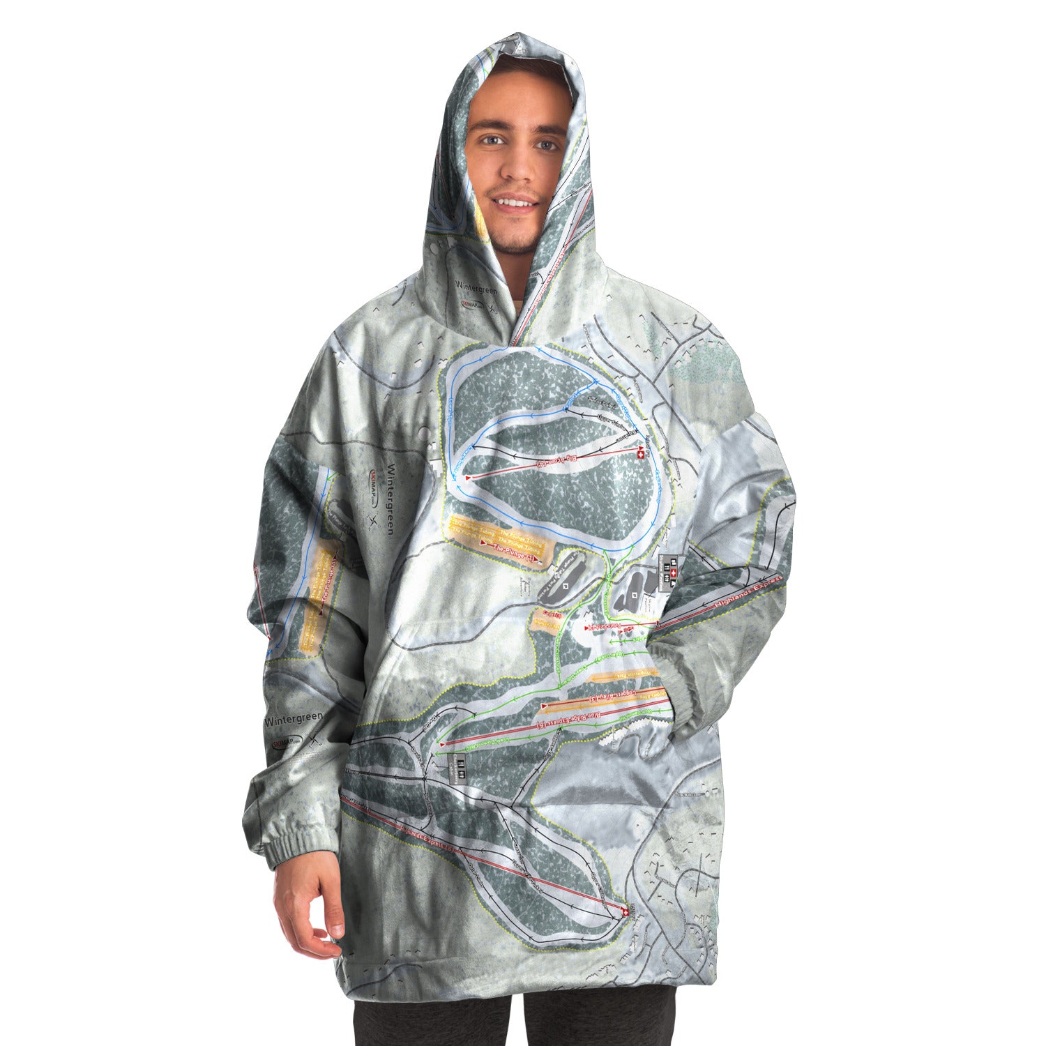 Wintergreen, Virginia Ski Trail Map - Snug Hoodie