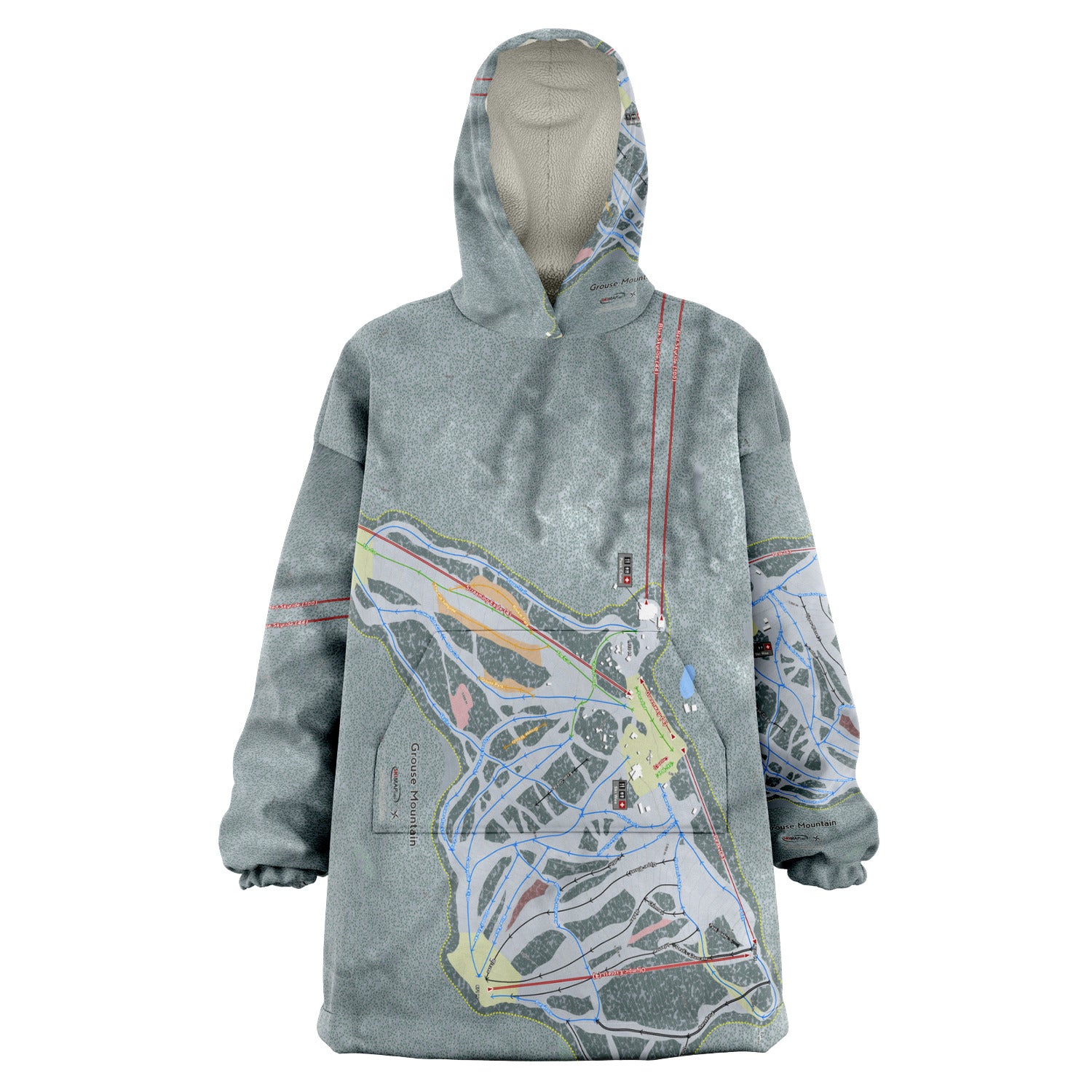 Grouse Mountain, British Columbia Ski Trail Map Snug Hoodie