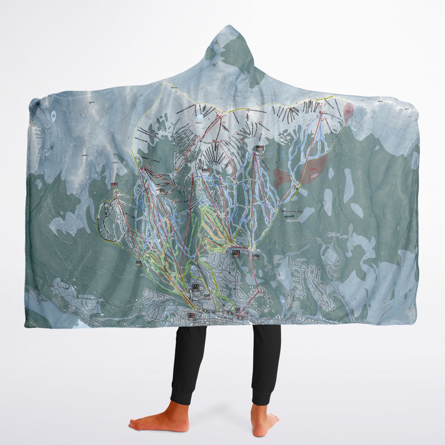 Breckenridge, Colorado Ski Trail Map - Youth Hooded Blanket