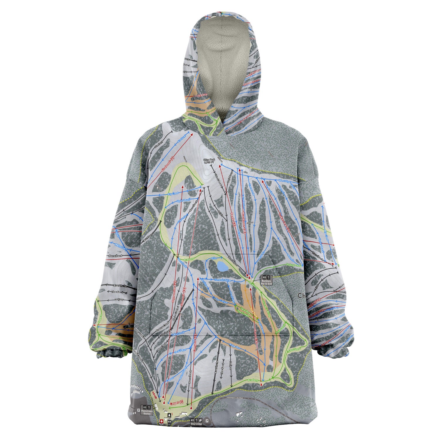 China Peak, California Ski Trail Map - Snug Hoodie