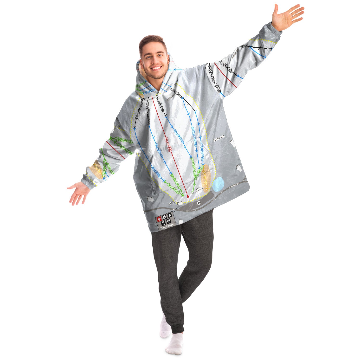 Rotarun, Idaho Ski Trail Map Snug Hoodie