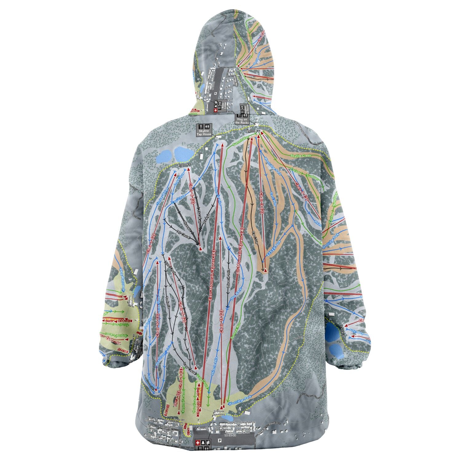 Snow Summit, California Ski Trail Map - Snug Hoodie