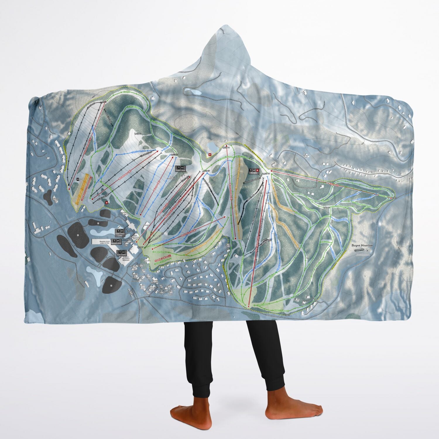 Boyne Mountain, Michigan Ski Trail Map - Youth Hooded Blanket