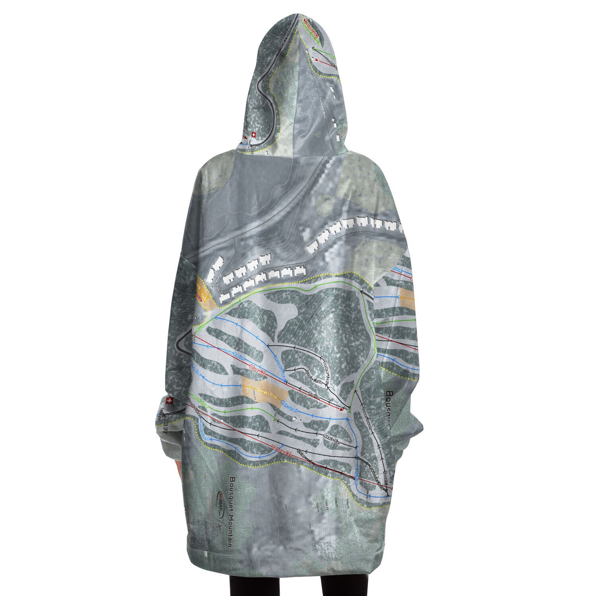 Bousquet Mountain, Massachusetts Ski Trail Map Snug Hoodie