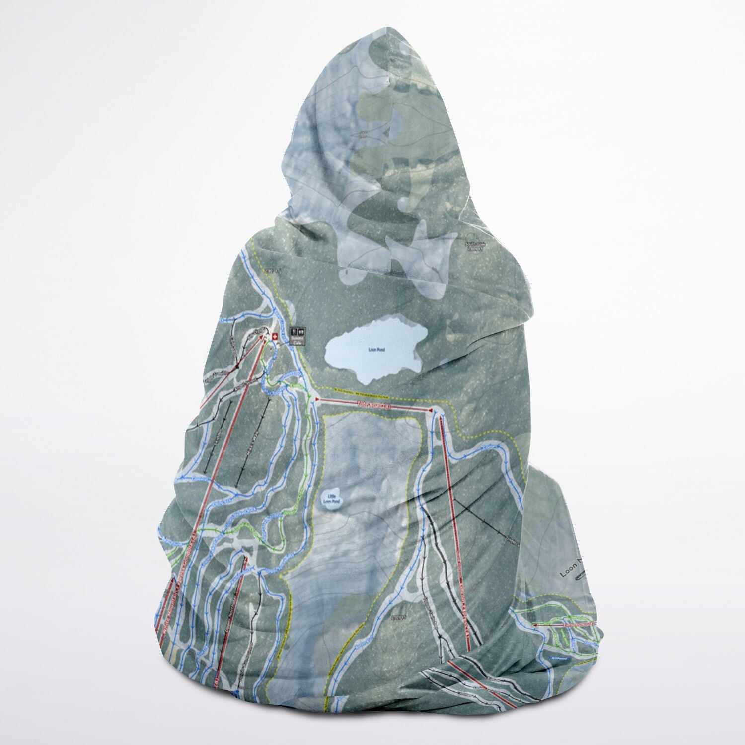 Loon Mountain, New Hampshire Ski Trail Map - Youth Hooded Blanket