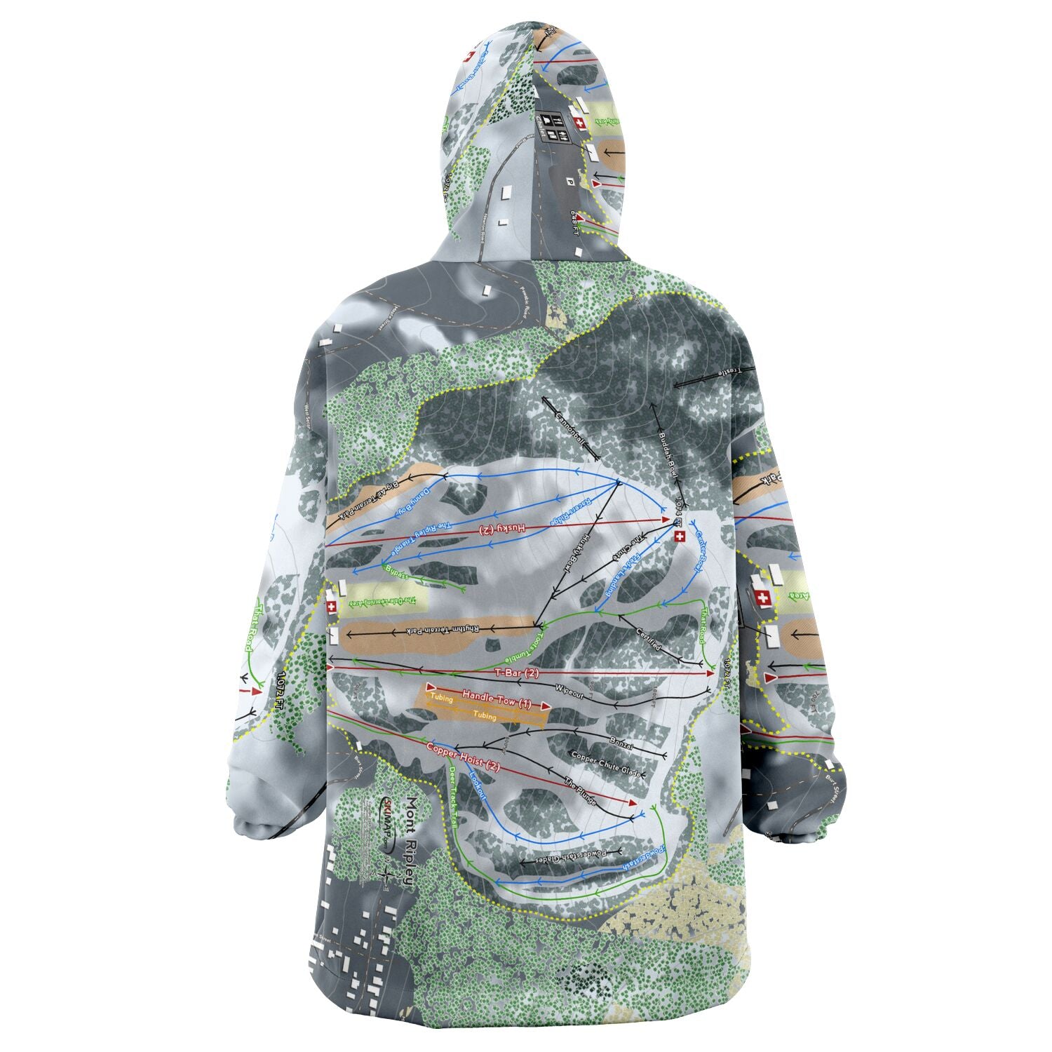 Mont Ripley, Michigan Ski Trail Map Snug Hoodie