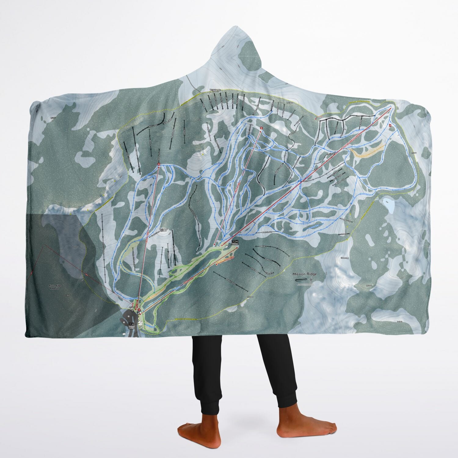 Mission Ridge, Washington Ski Trail Map - Youth Hooded Blanket