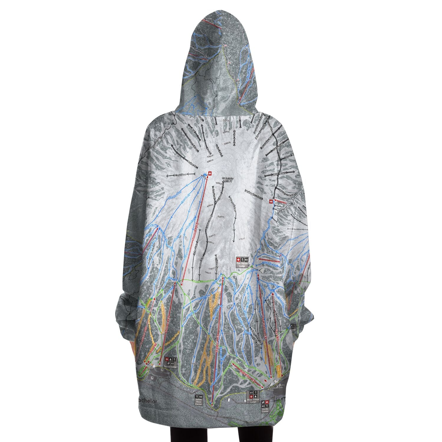 Mt Bachelor, Oregon Ski Trail Map - Snug Hoodie