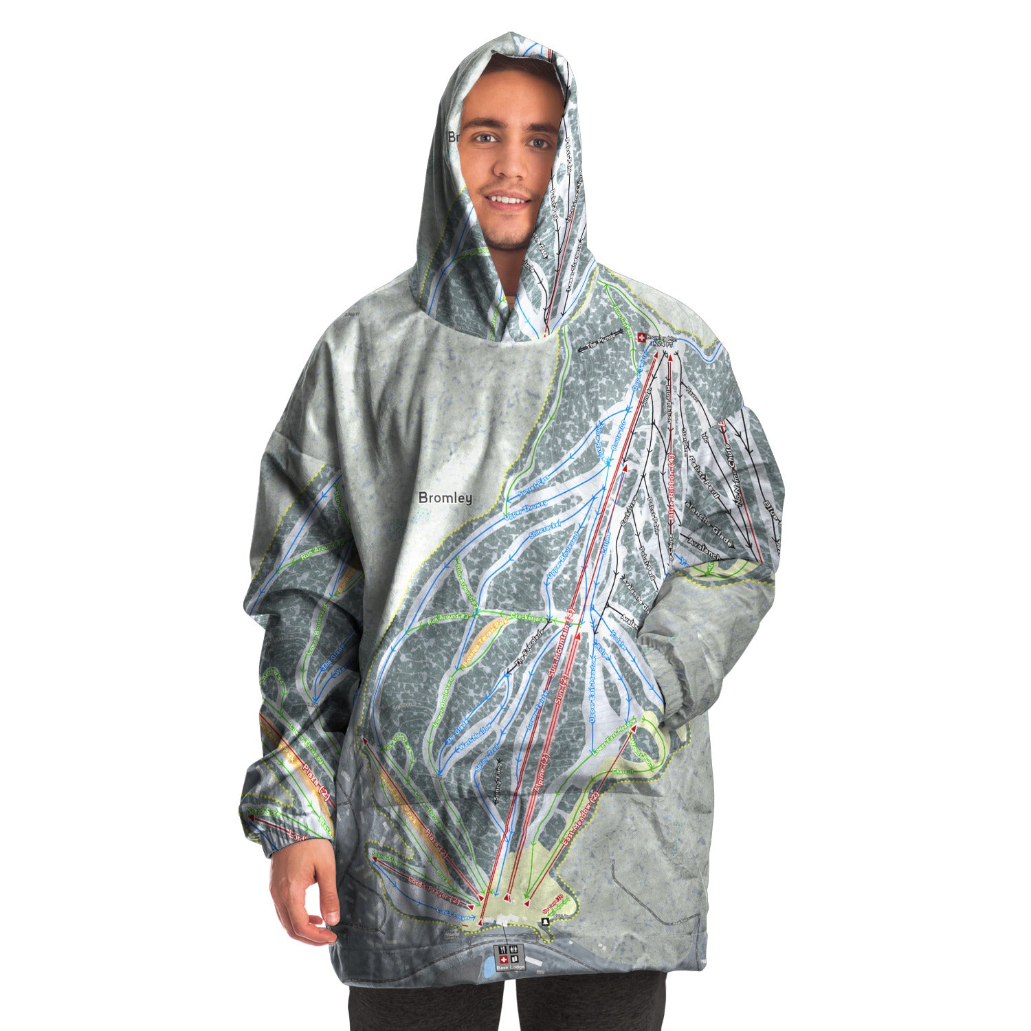 Bromley, Vermont Ski Trail Map - Snug Hoodie