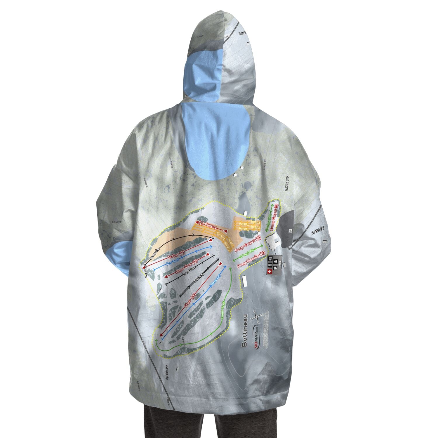 Bottineau, North Dakota Ski Trail Map Snug Hoodie