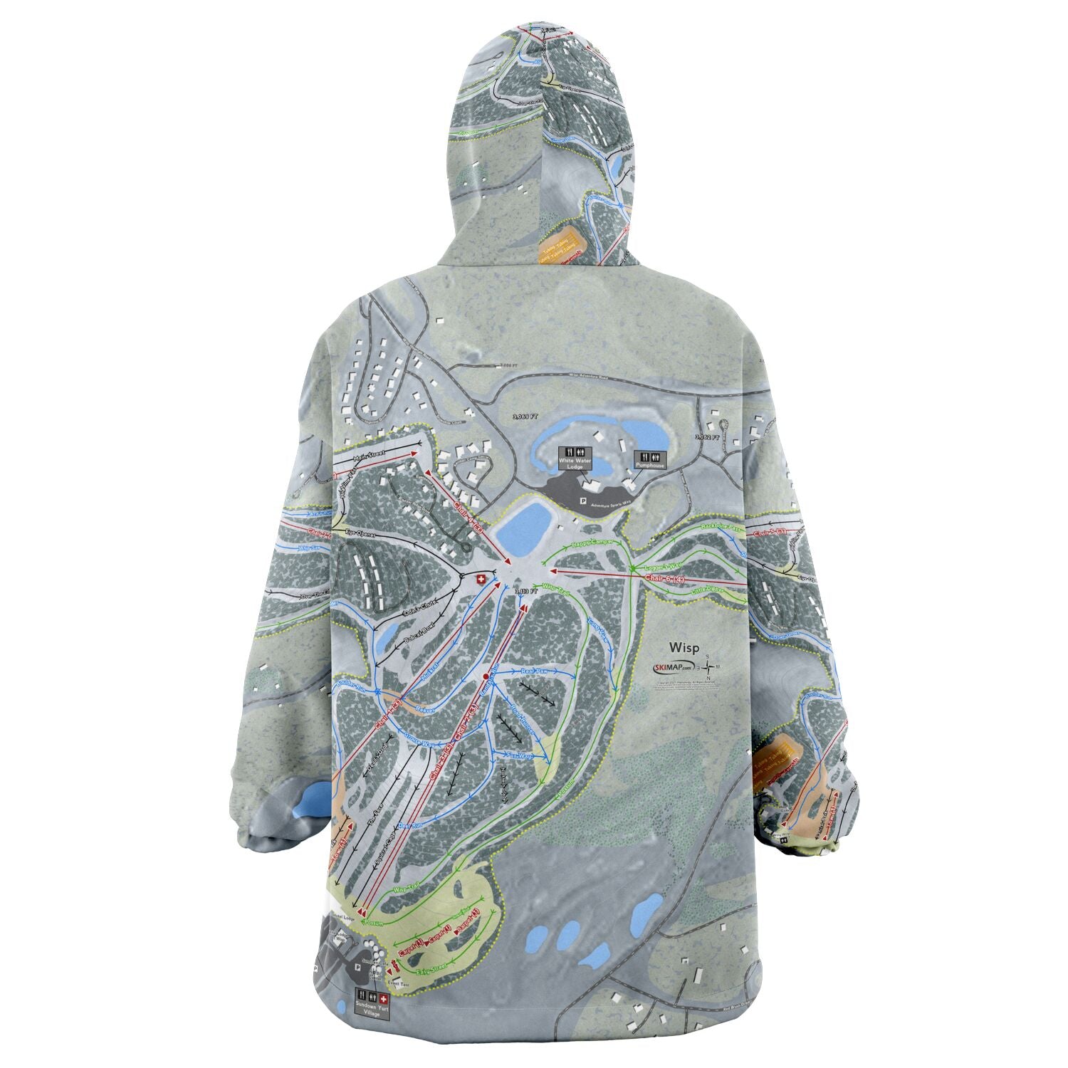 Wisp, Maryland Ski Trail Map - Snug Hoodie