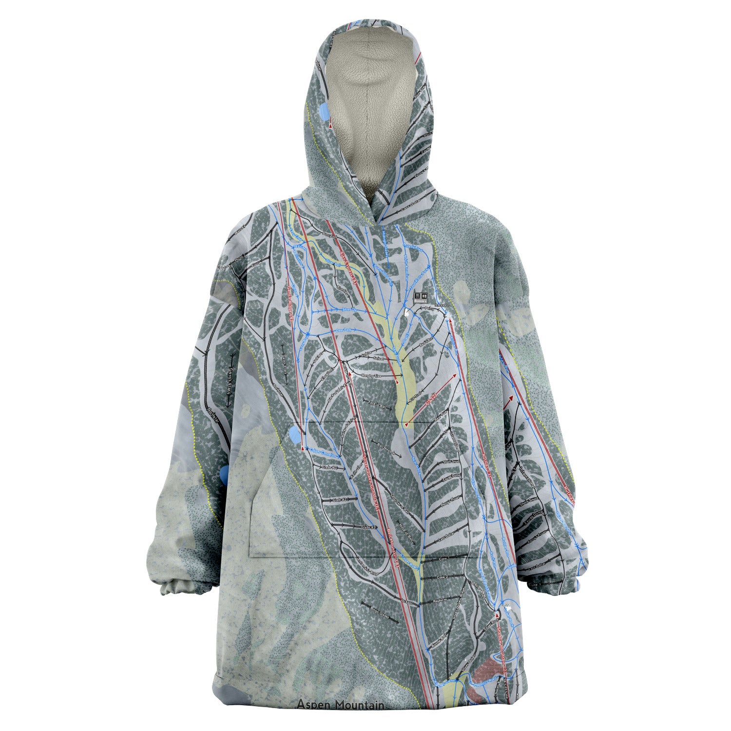 Aspen Mountain, Colorado Ski Trail Map Snug Hoodie