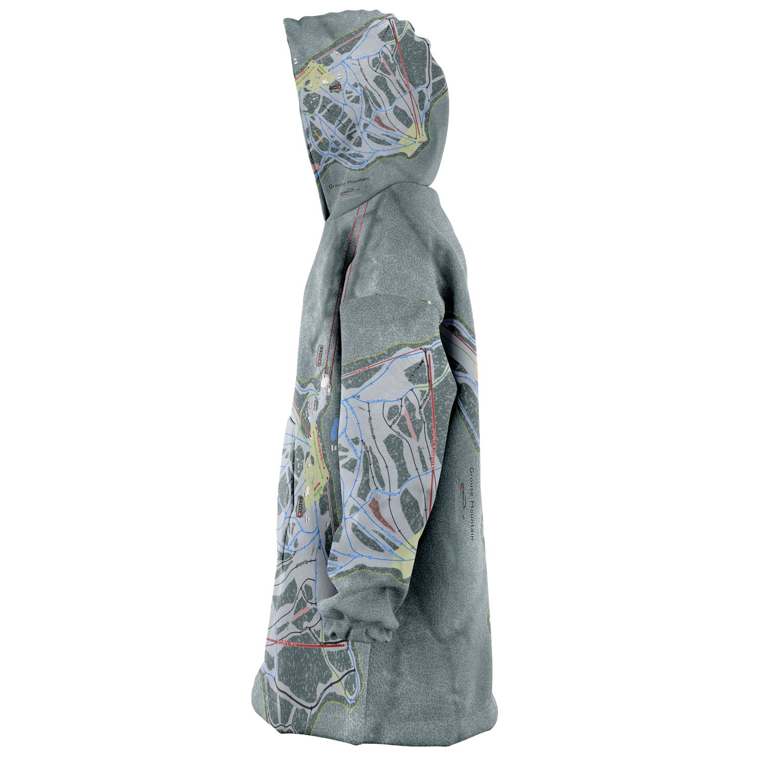 Grouse Mountain, British Columbia Ski Trail Map Snug Hoodie