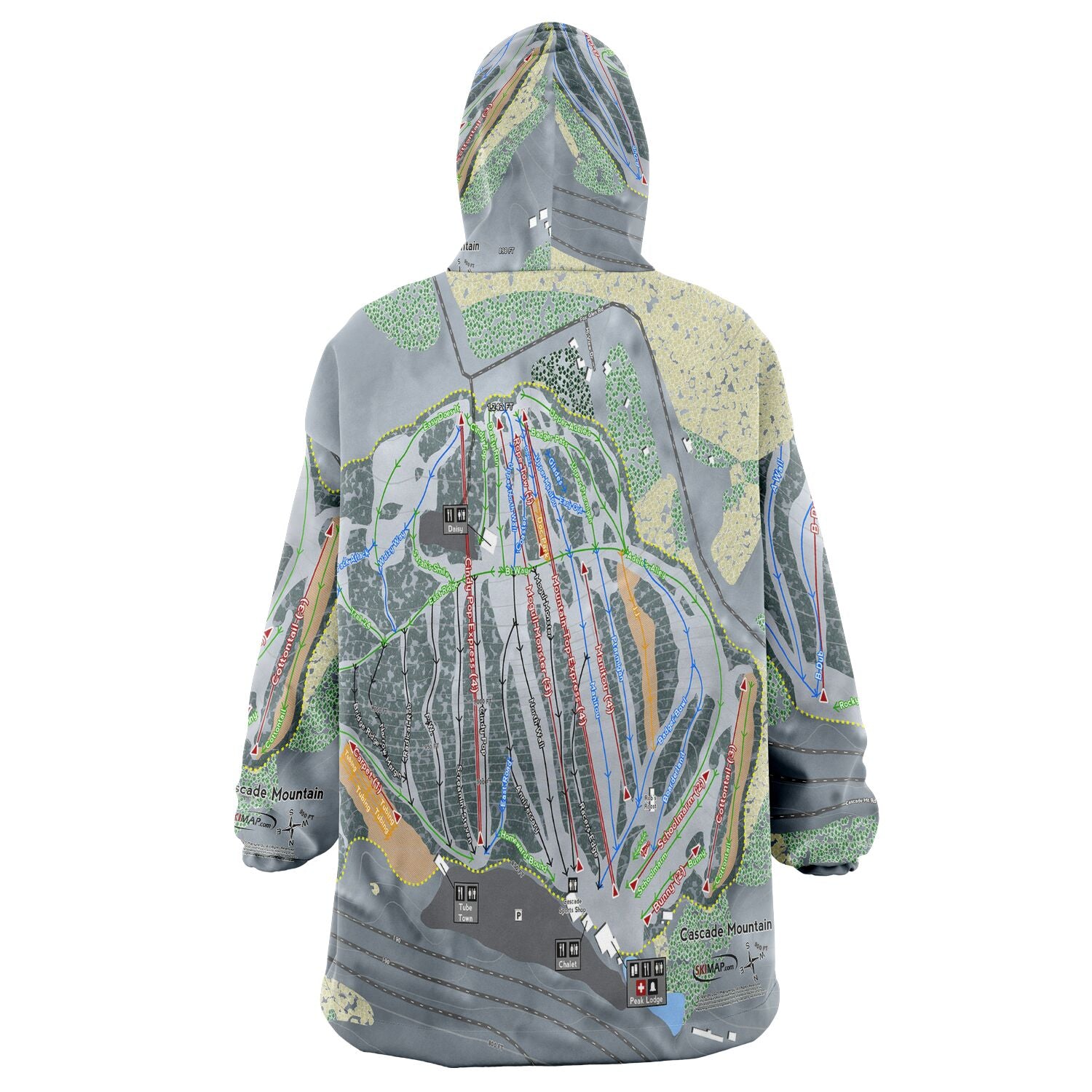 Cascade Mountain, Wisconsin Ski Trail Map - Snug Hoodie