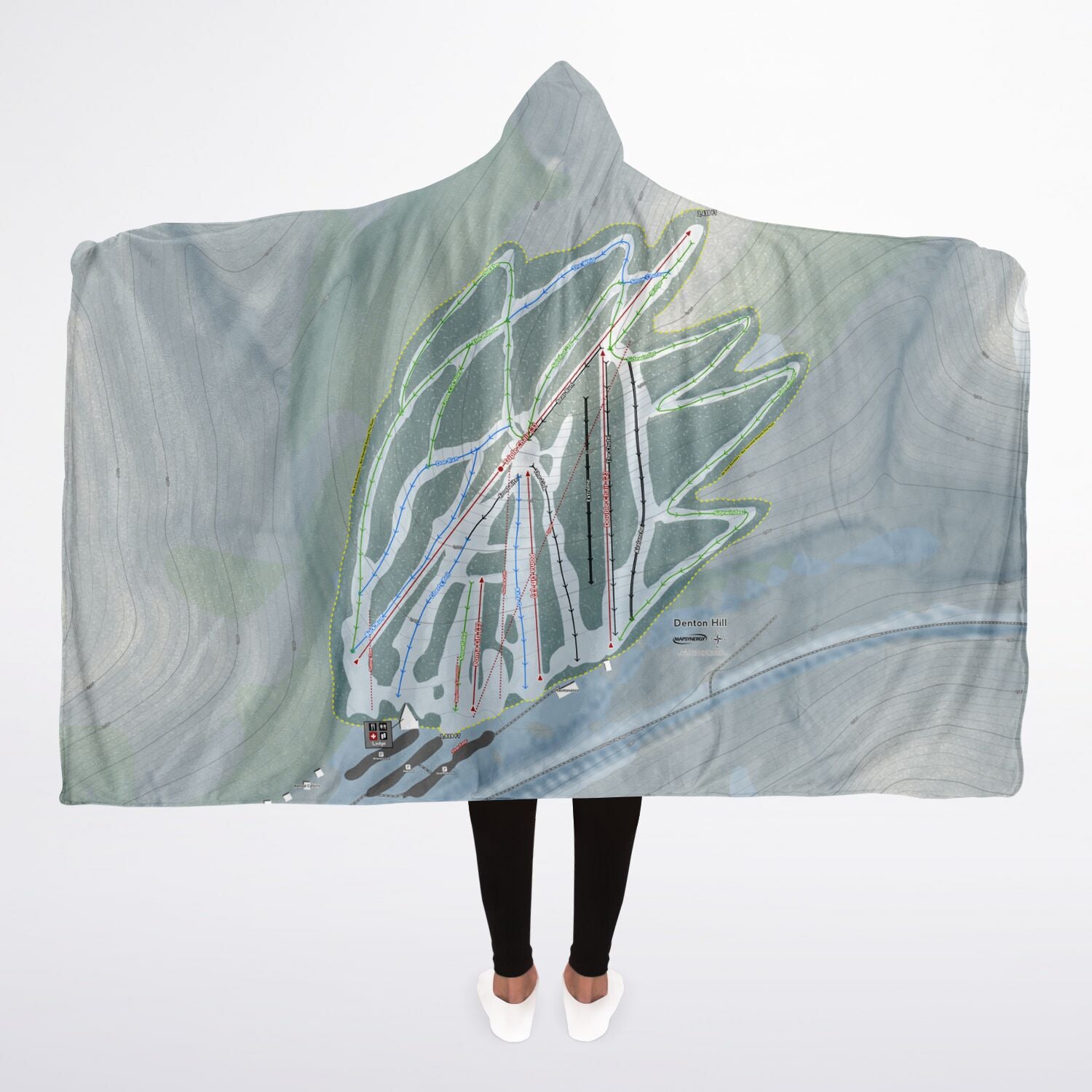 Denton Hill, Pennsylvania Ski Trail Map - Adult Hooded Blanket