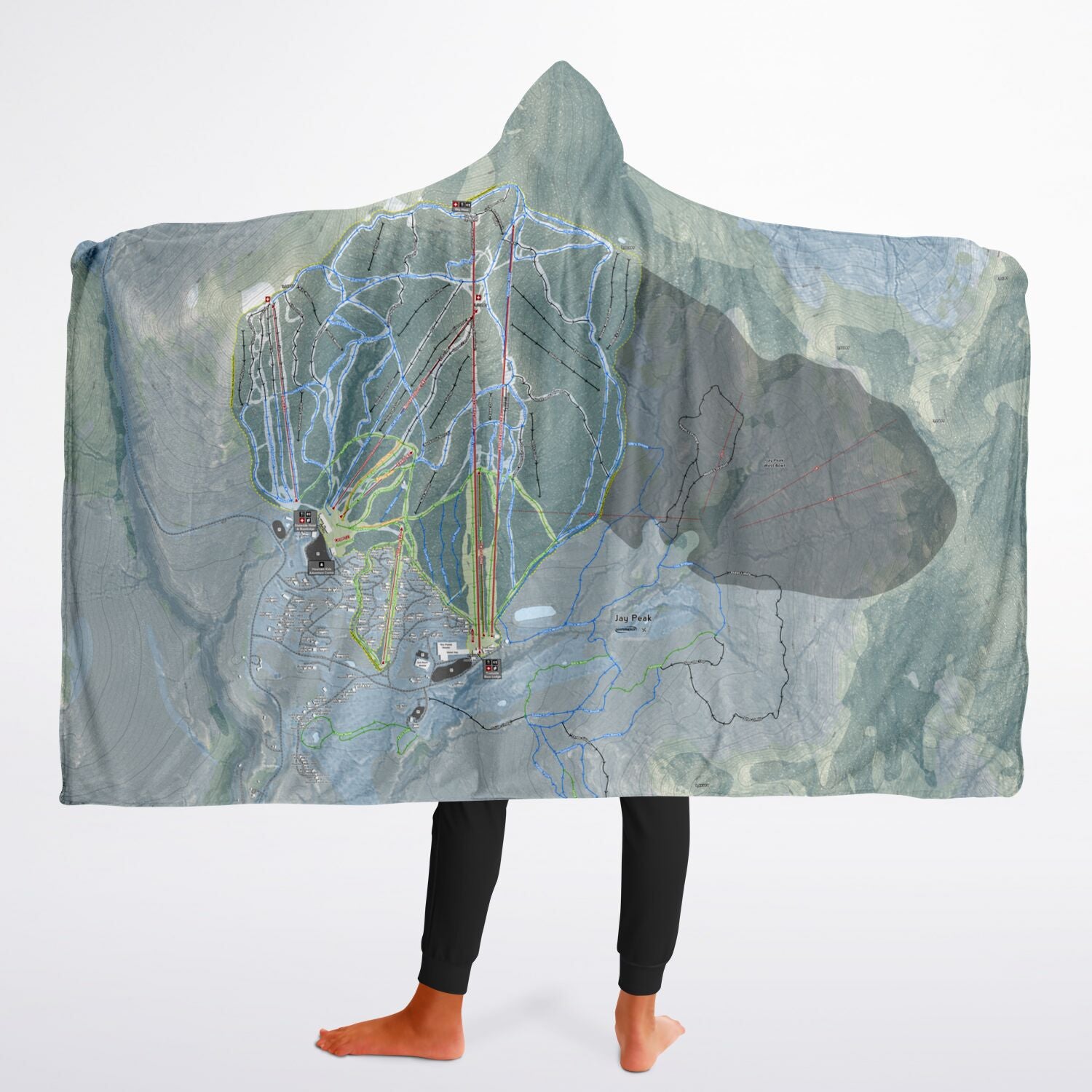 Jay Peak, Vermont Ski Trail Map - Youth Hooded Blanket