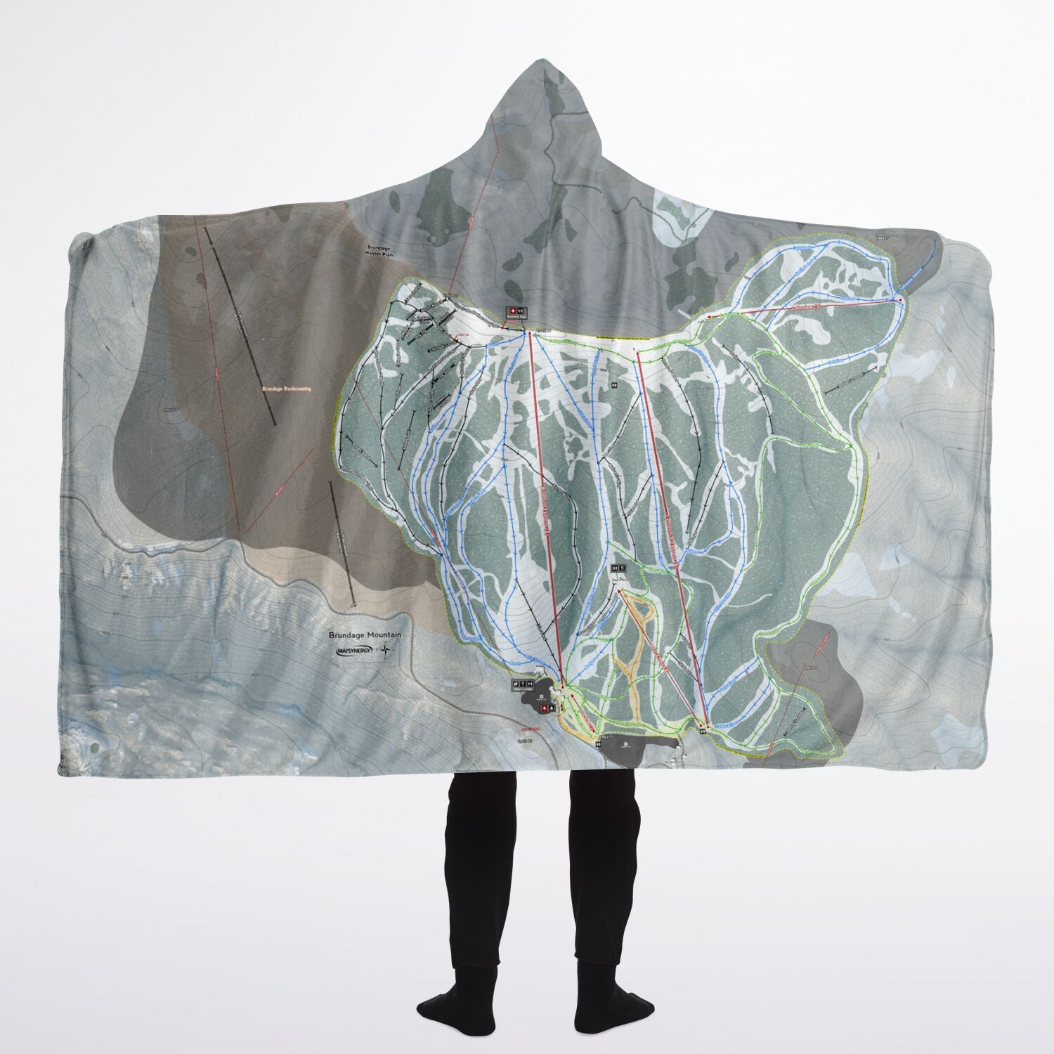 Brundage, Idaho Ski Trail Map - Adult Hooded Blanket