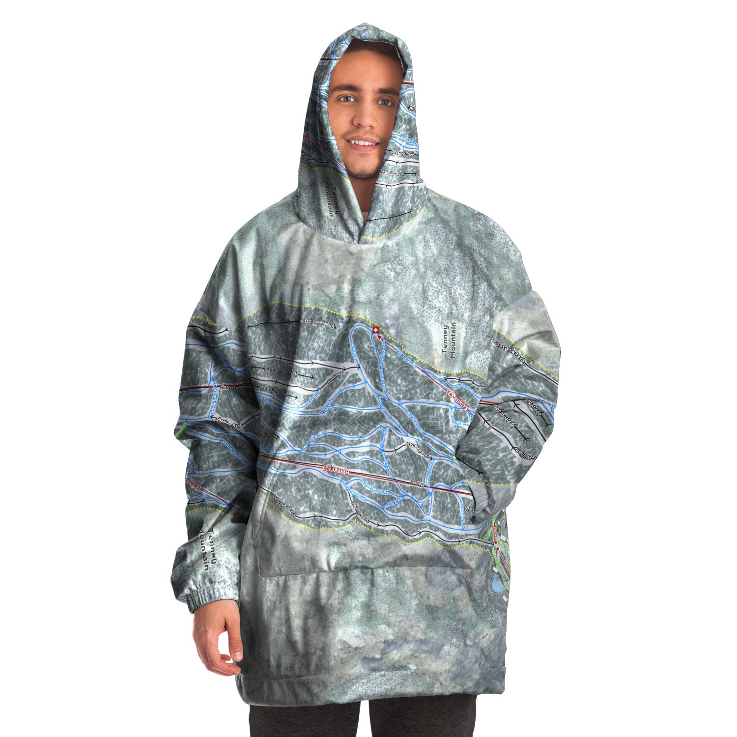 Tenney Mountain, New Hampshire Ski Trail Map - Snug Hoodie