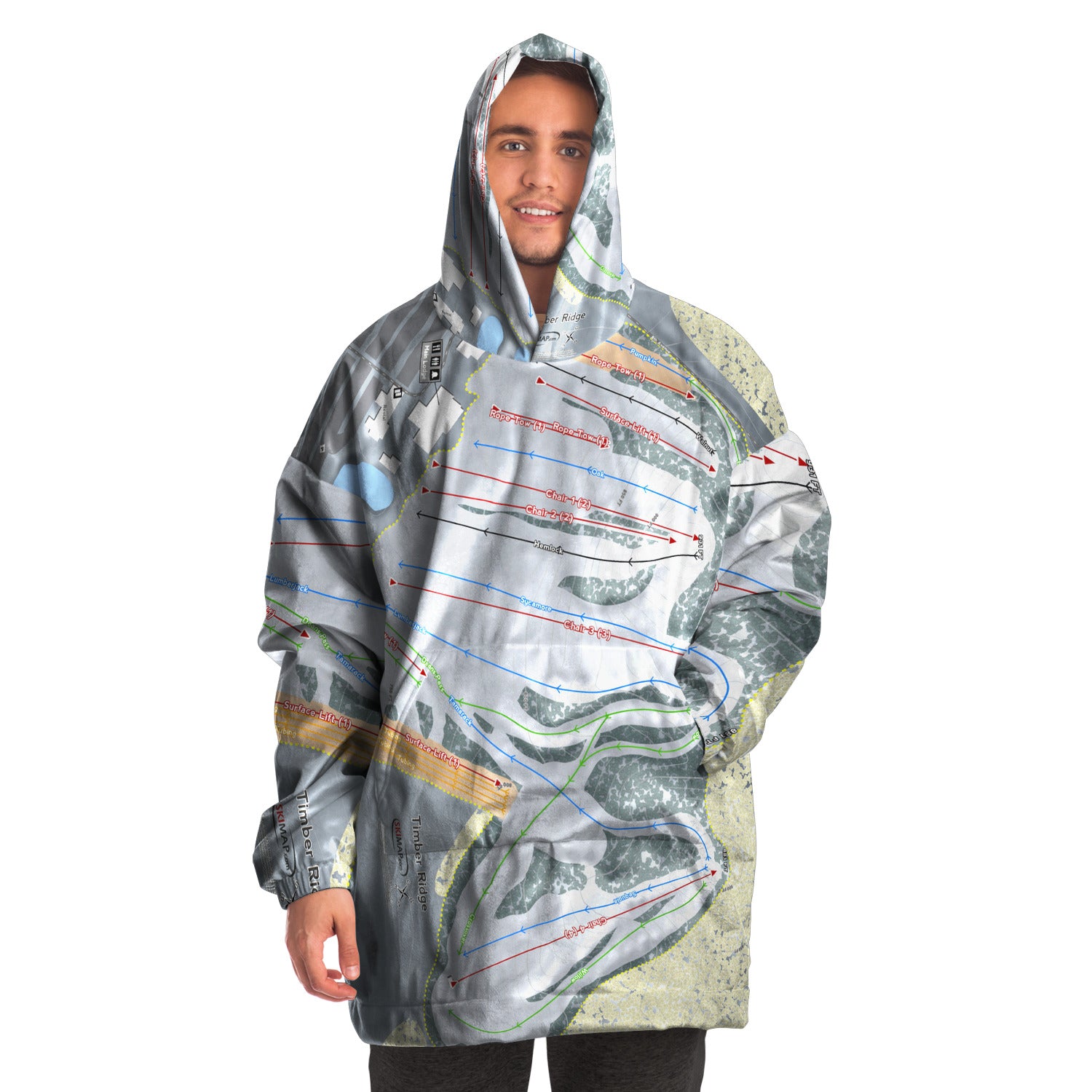 Timber Ridge, Michigan Ski Trail Map Snug Hoodie