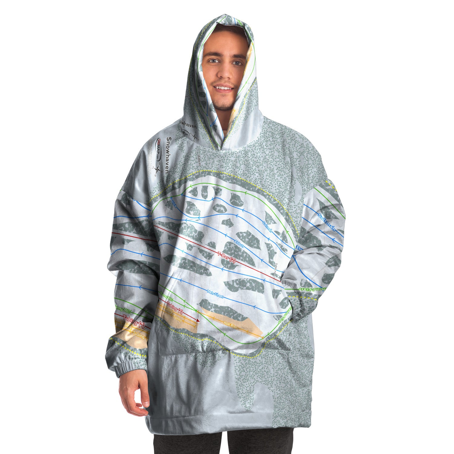 Snowhaven, Idaho Ski Trail Map Snug Hoodie