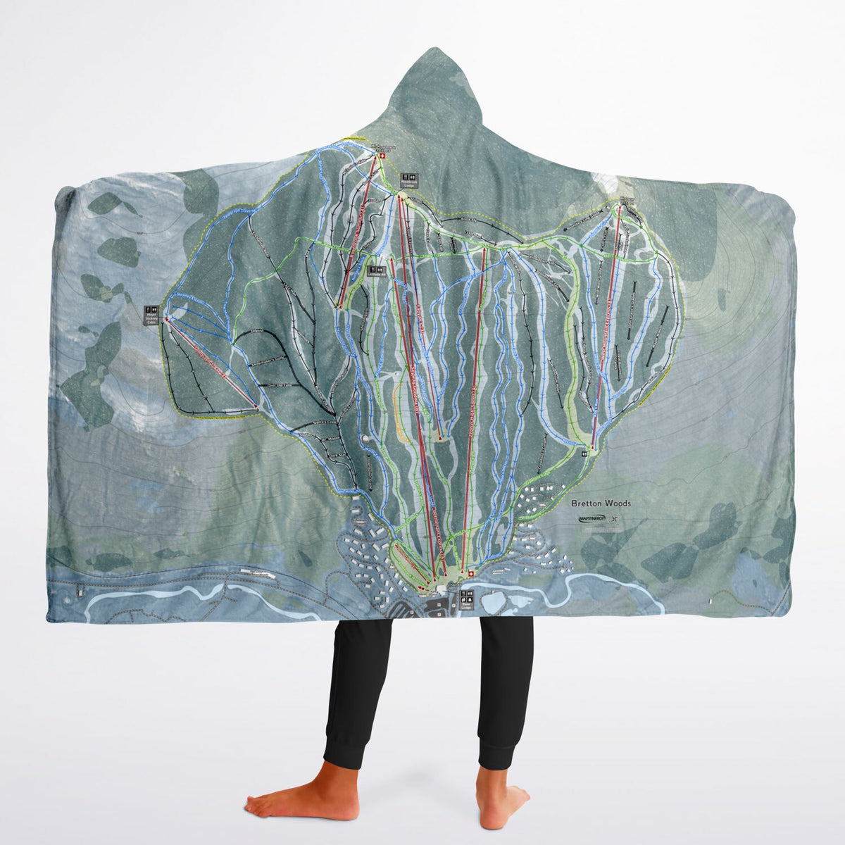 Bretton Woods, New Hampshire Ski Trail Map - Youth Hooded Blanket