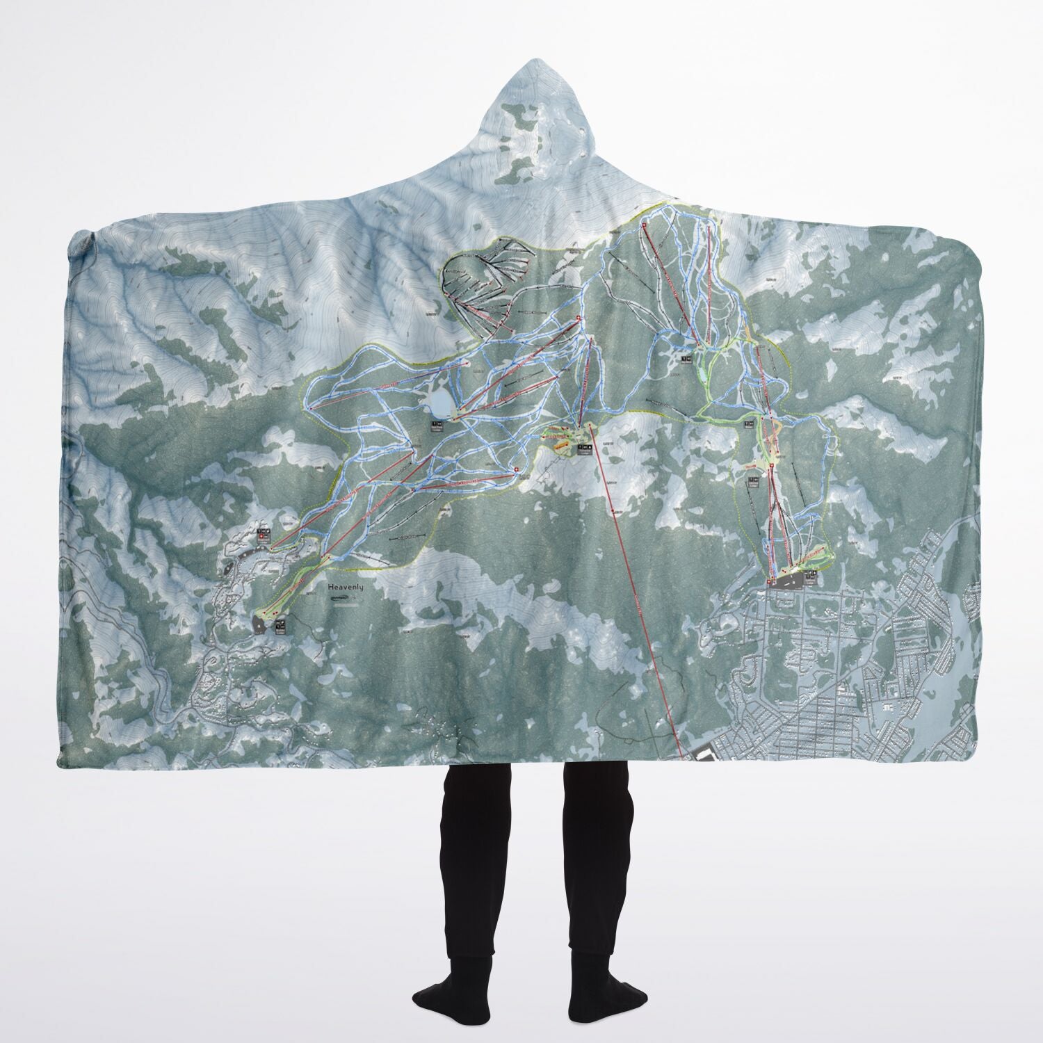 Heavenly, Nevada Ski Trail Map - Adult Hooded Blanket