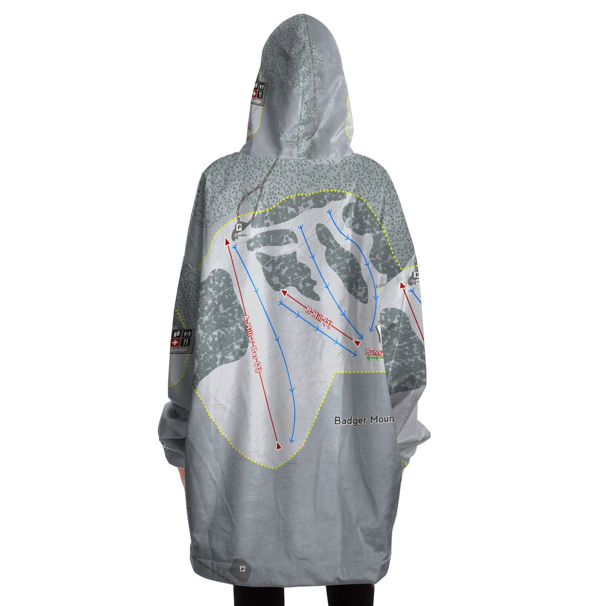 Badger Mountain, Washington Ski Trail Map - Snug Hoodie