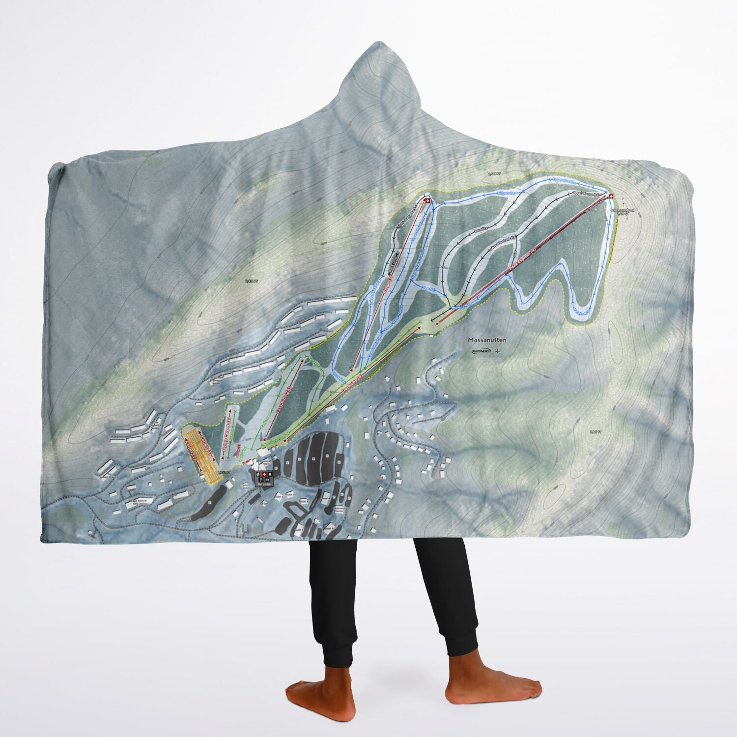 Massanutten, Virginia Ski Trail Map - Youth Hooded Blanket