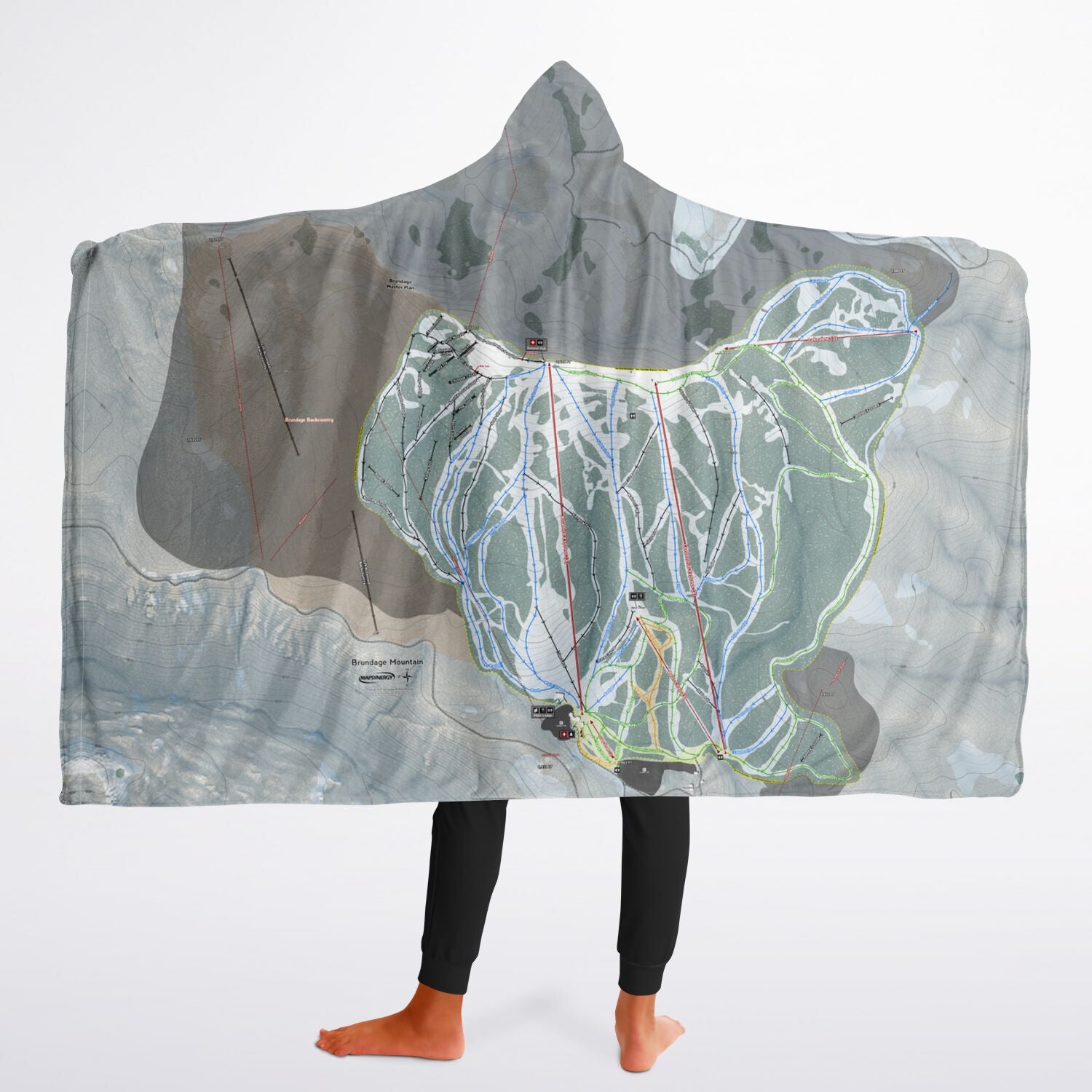 Brundage, Idaho Ski Trail Map - Youth Hooded Blanket