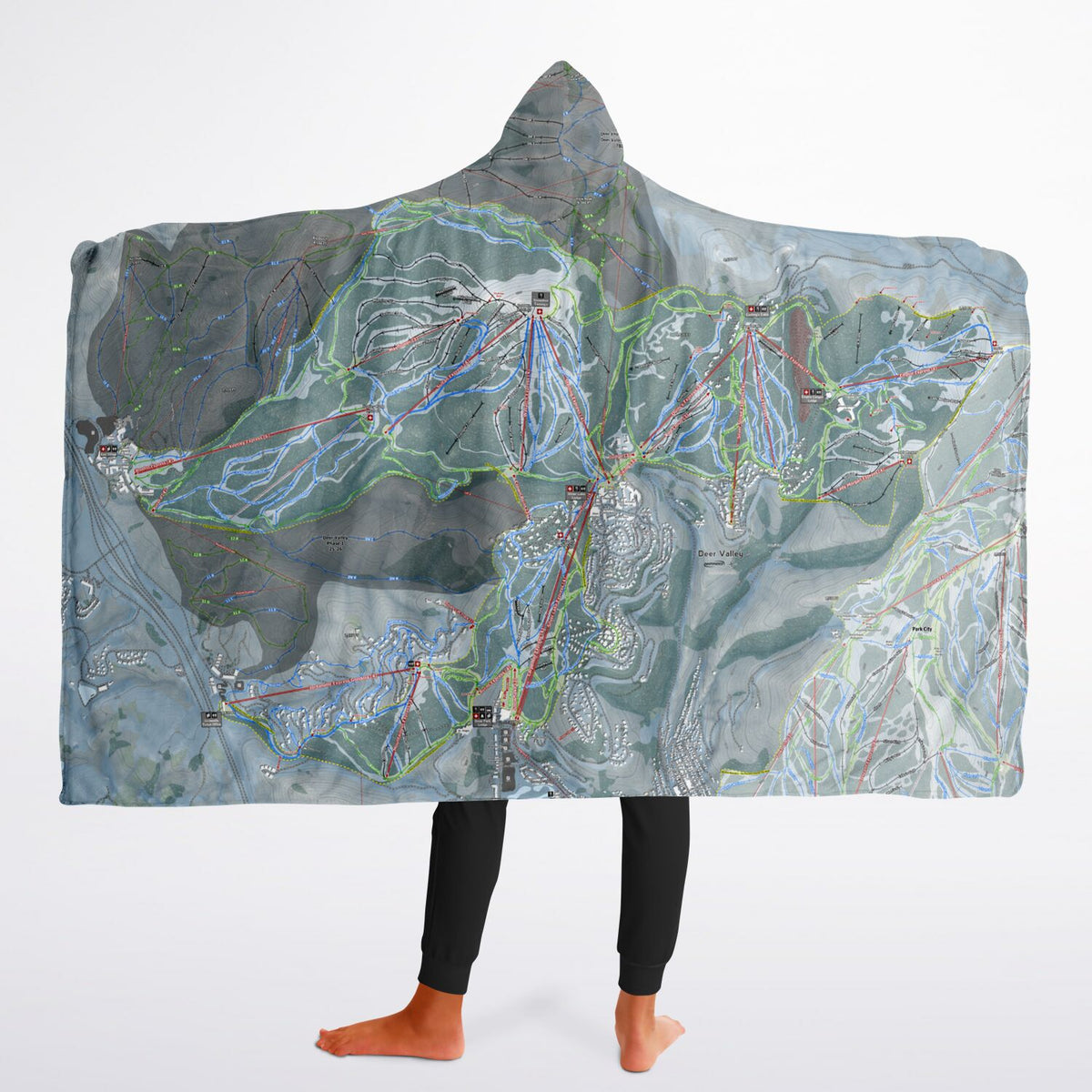 Deer Valley, Utah Ski Trail Map - Youth Hooded Blanket