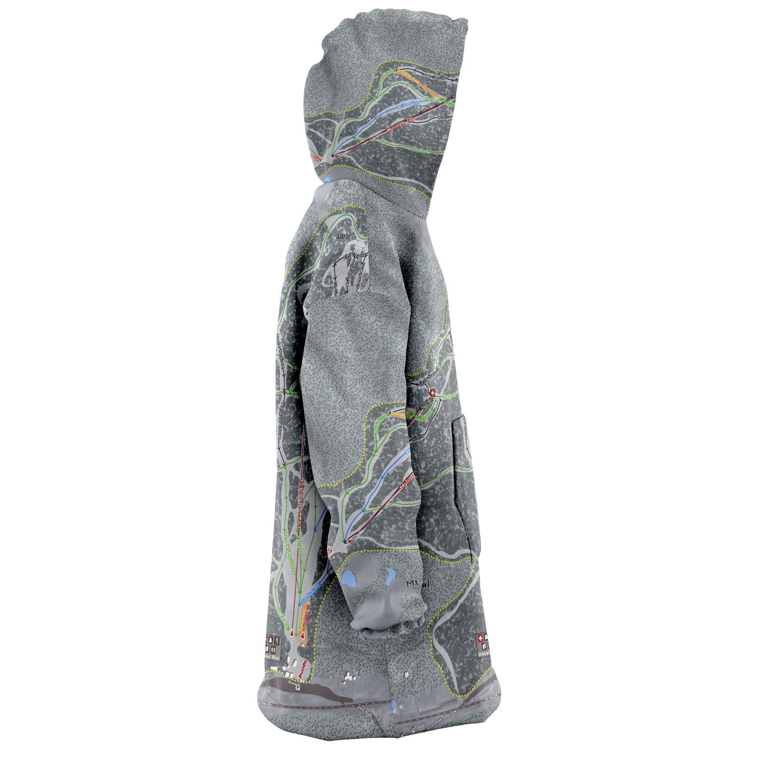 Mt Hood Skibowl, Oregon Ski Trail Map - Snug Hoodie