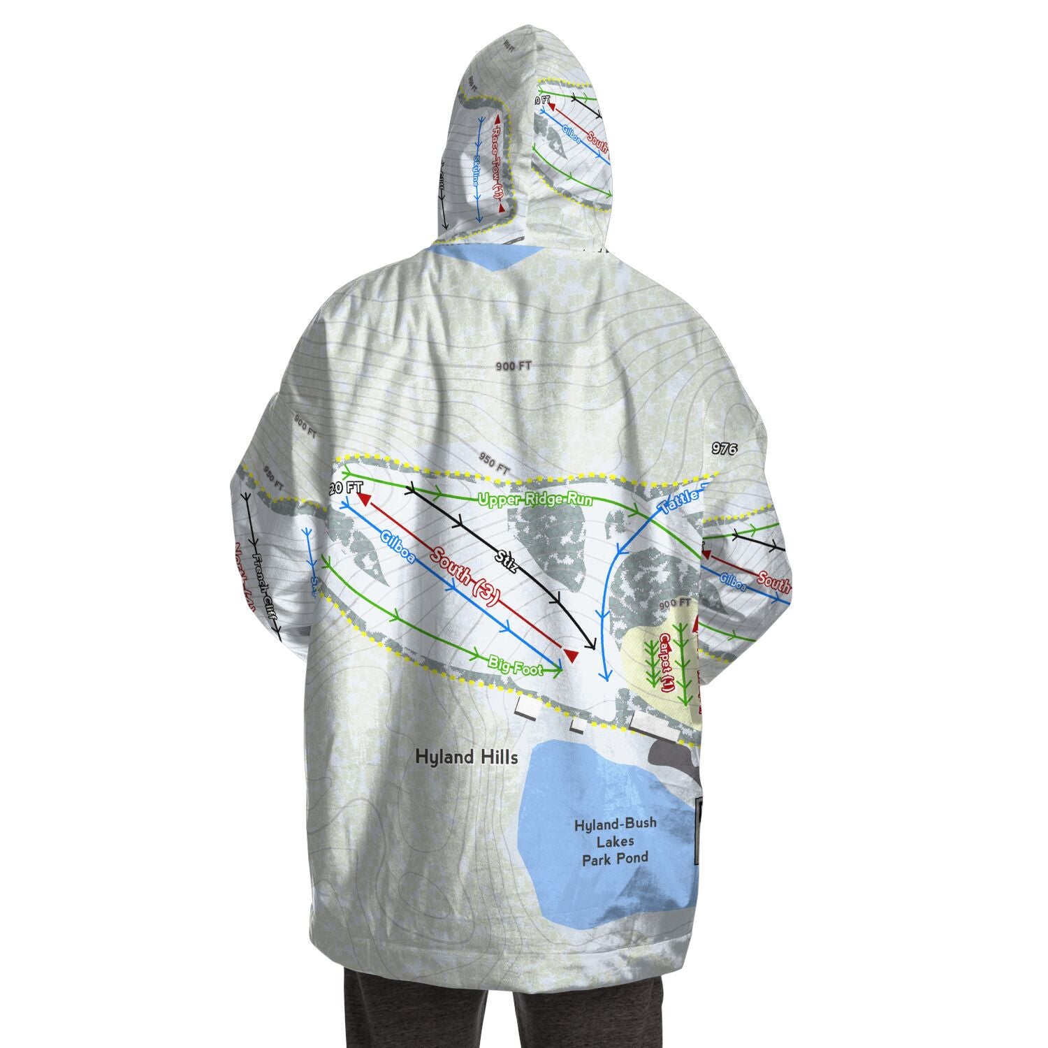 Hyland Hills, Minnesota Ski Trail Map - Snug Hoodie