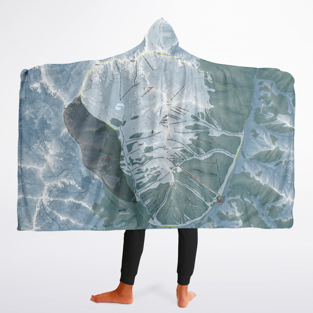 Silverton Mountain, Colorado Ski Trail Map - Youth Hooded Blanket